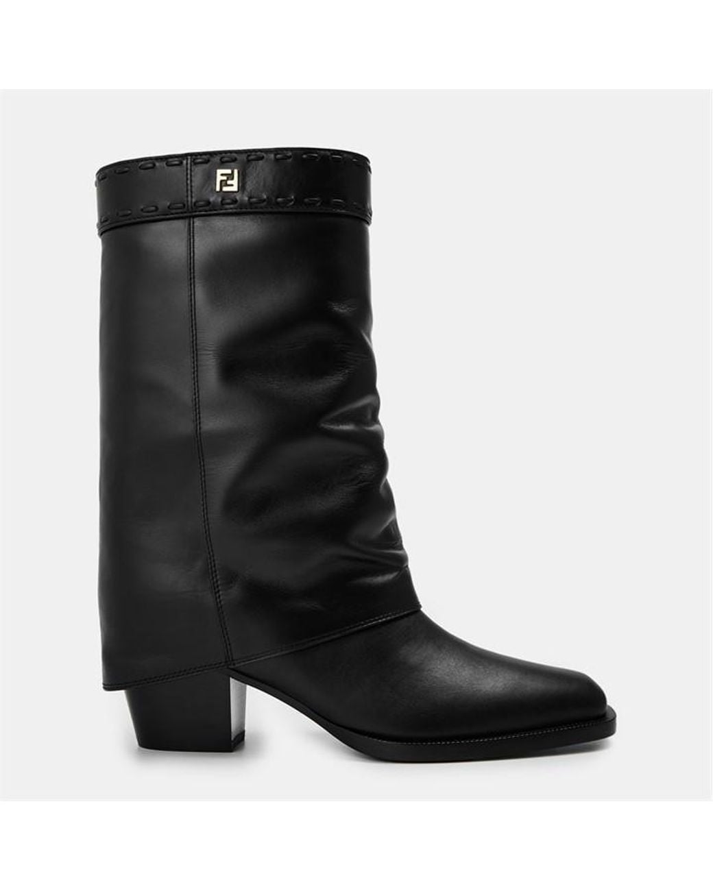 Fendi Black Structured Biker Boots