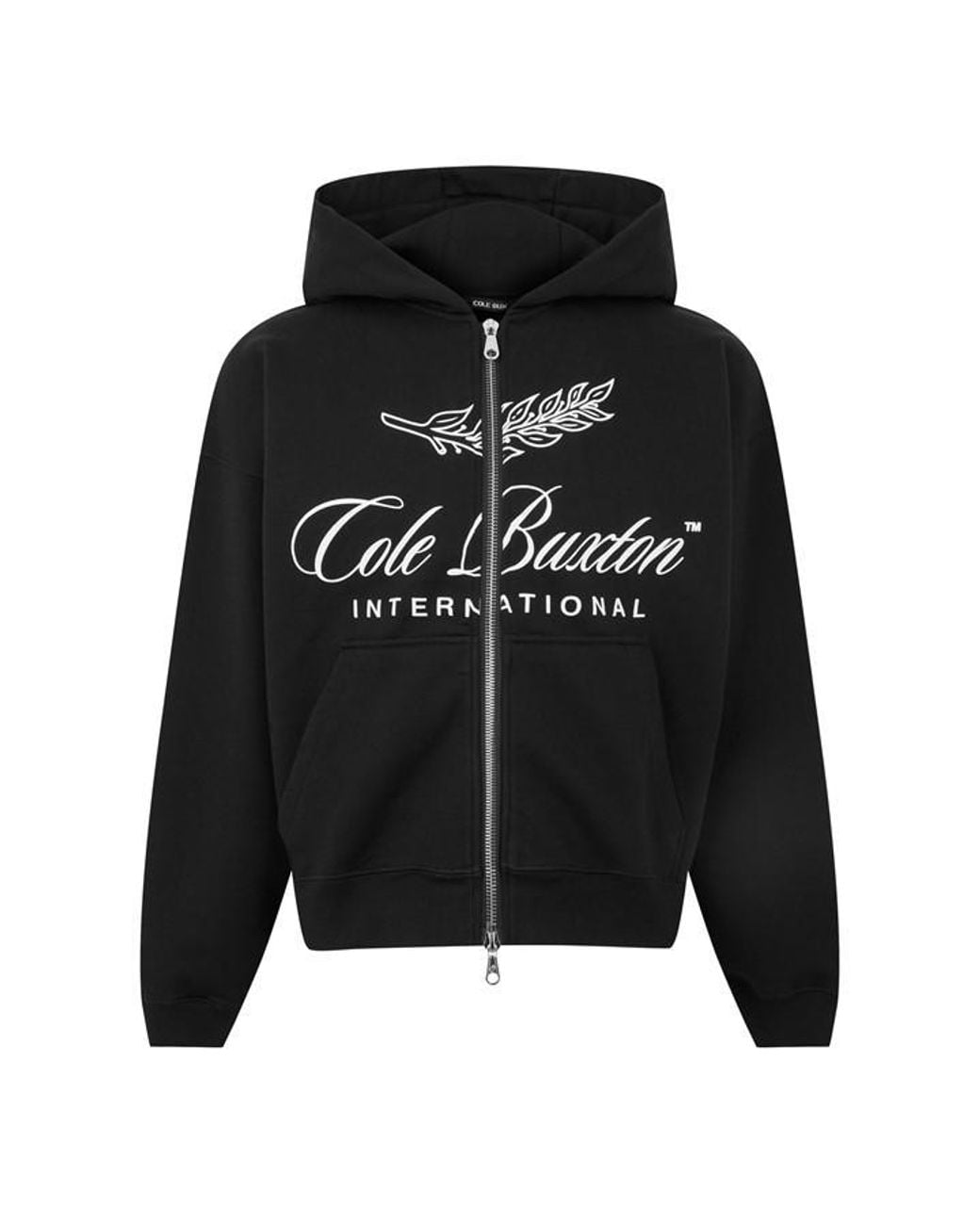 Cole Buxton Black Logo Cotton International Zipped Hoodie for men