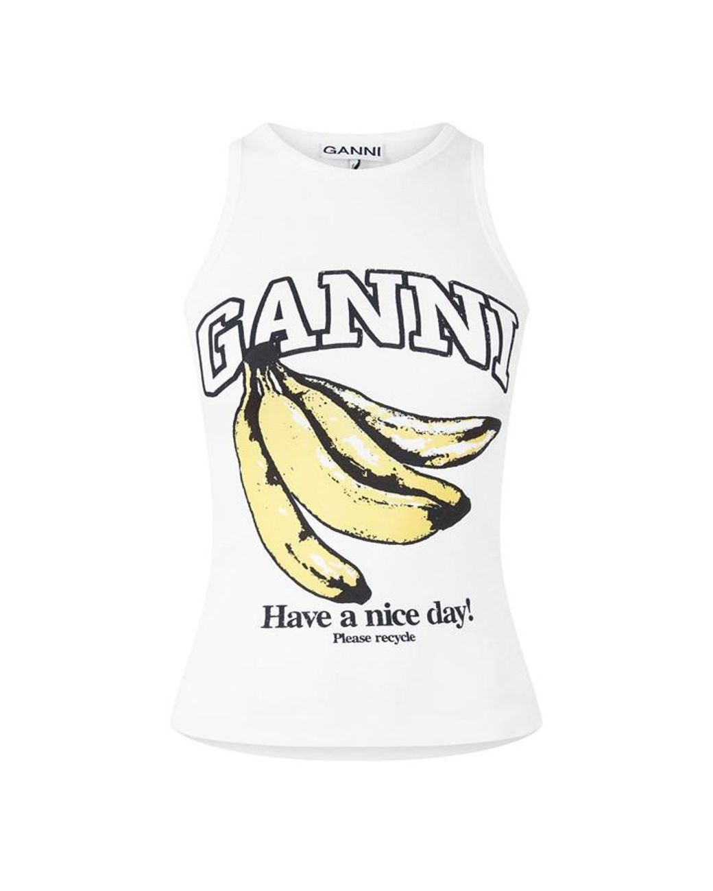 Ganni White Rib Tank Vest