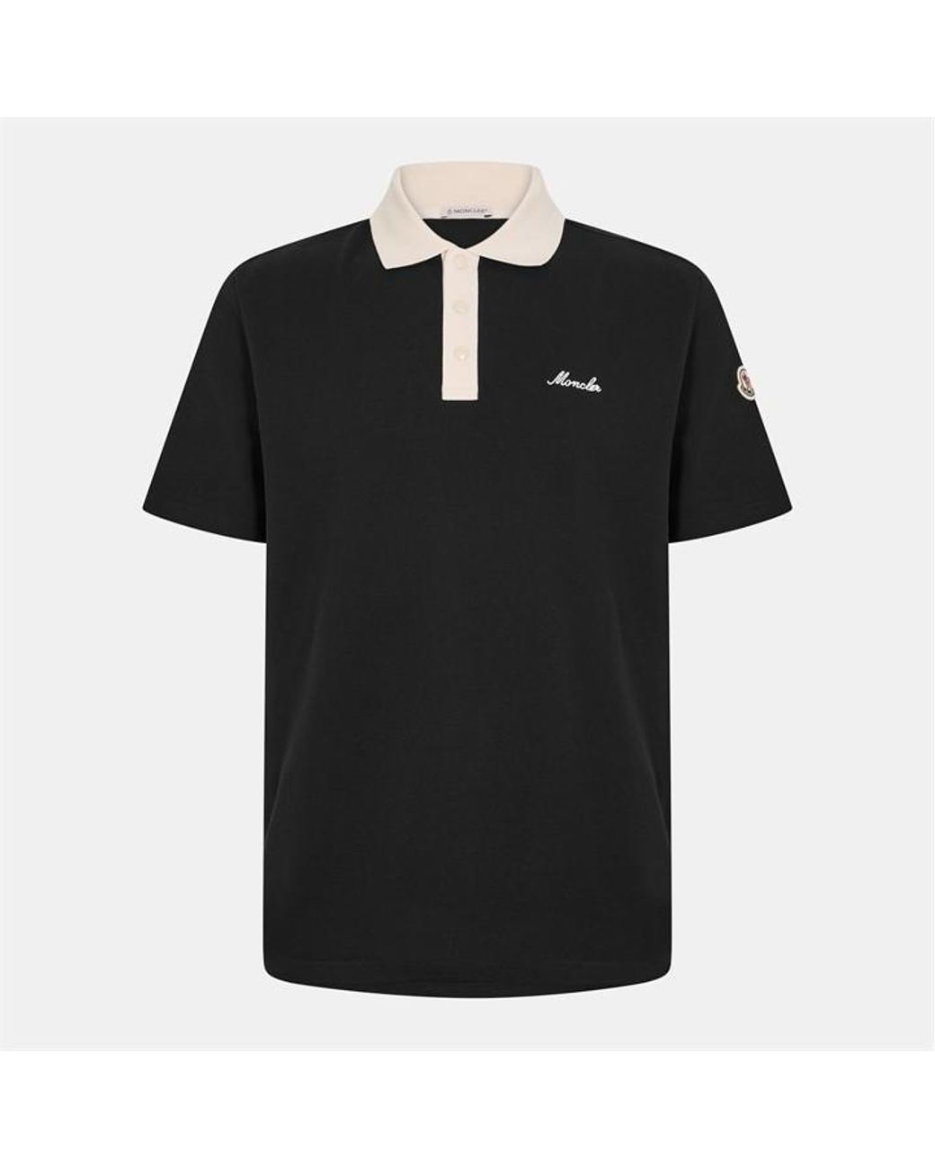 Moncler Black Short Sleeve Polo Shirt for men