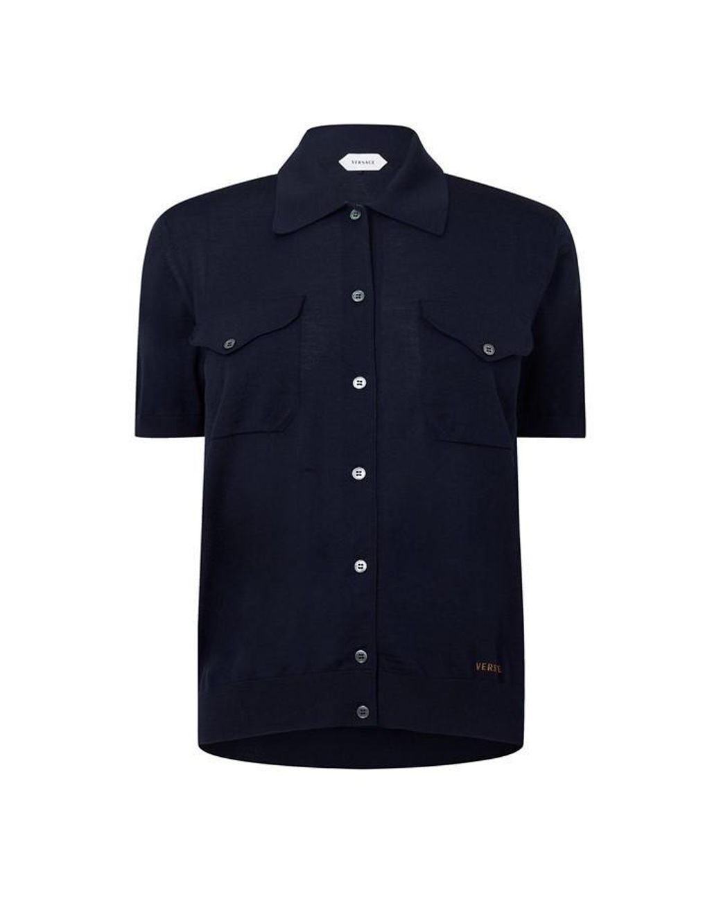 Versace Blue Knitted Short Sleeve Shirt