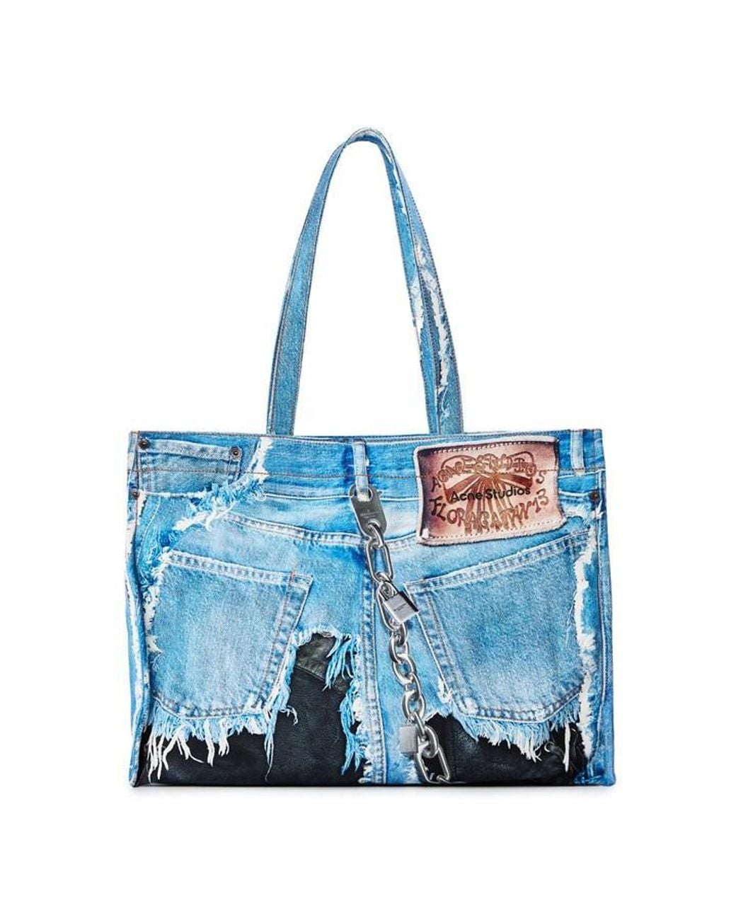 Acne Blue Denim Print Tote