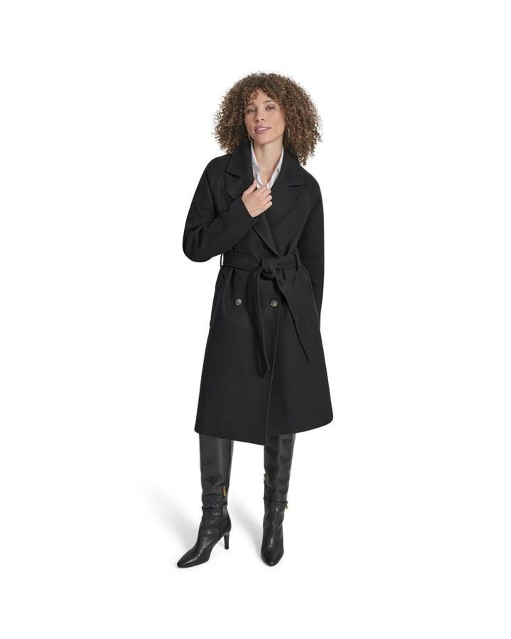DKNY Black Wrap Overcoat