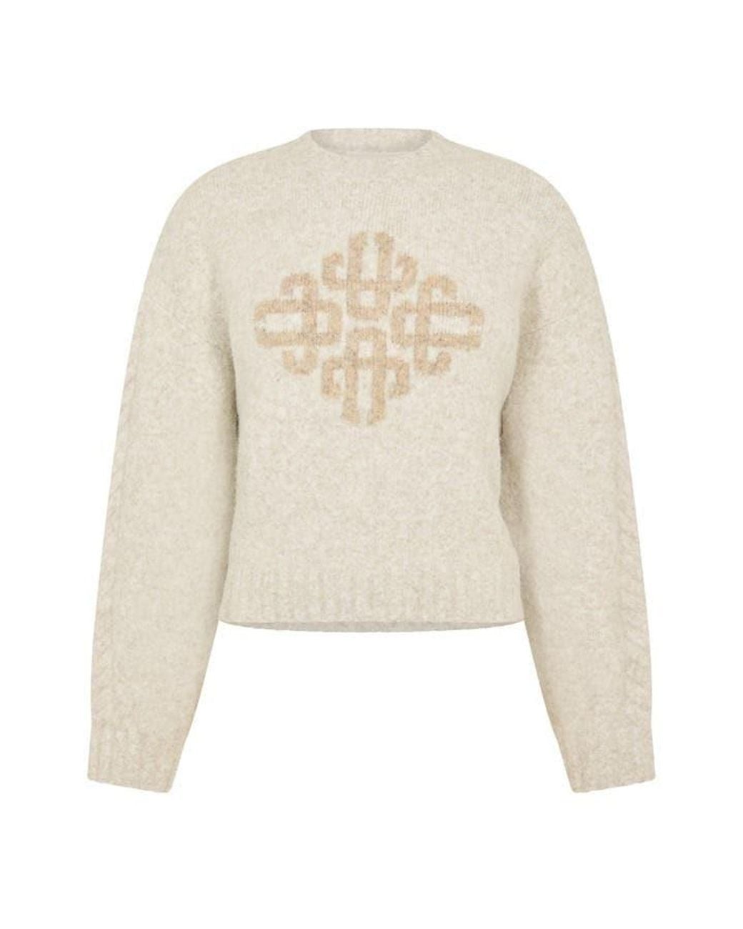 The Couture Club Natural Embellished Buckle Crew Neck Jumper