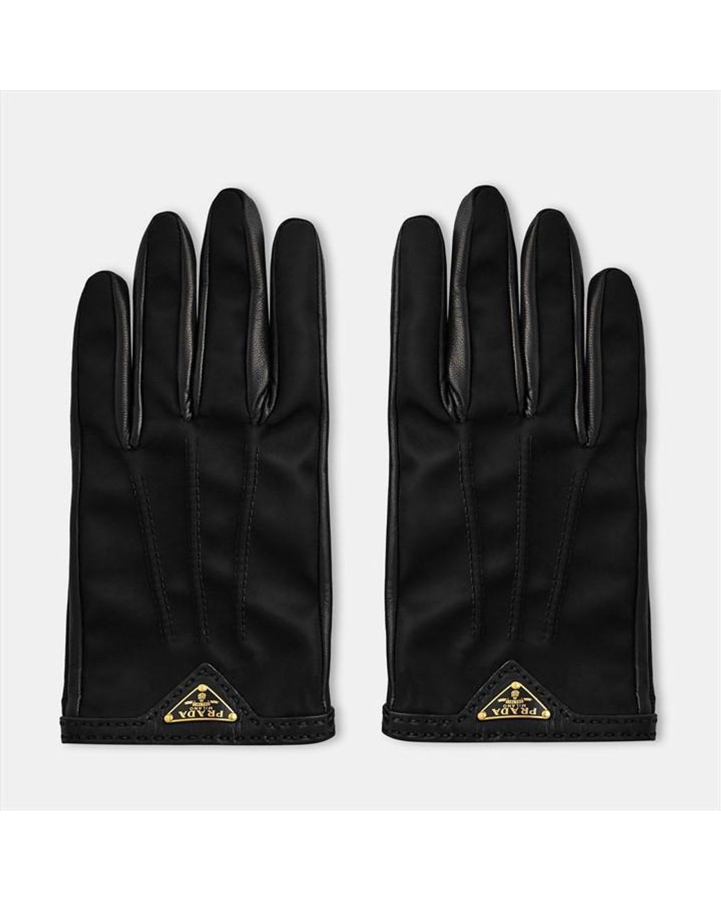 Prada Black Tri Glove Leather Gloves