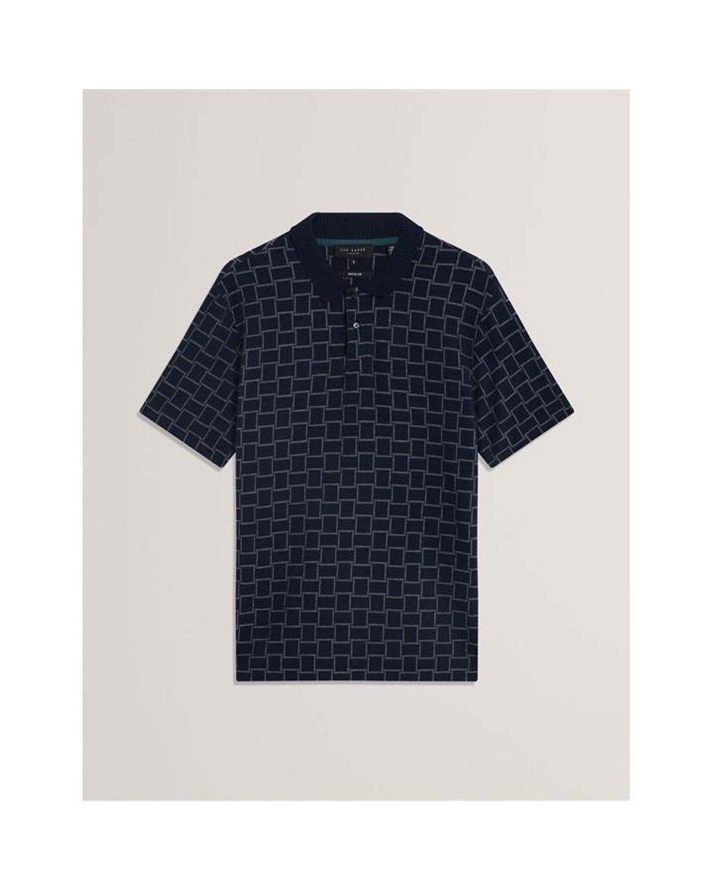 Ted Baker Blue Jacquard Short-Sleeve Polo Shirt