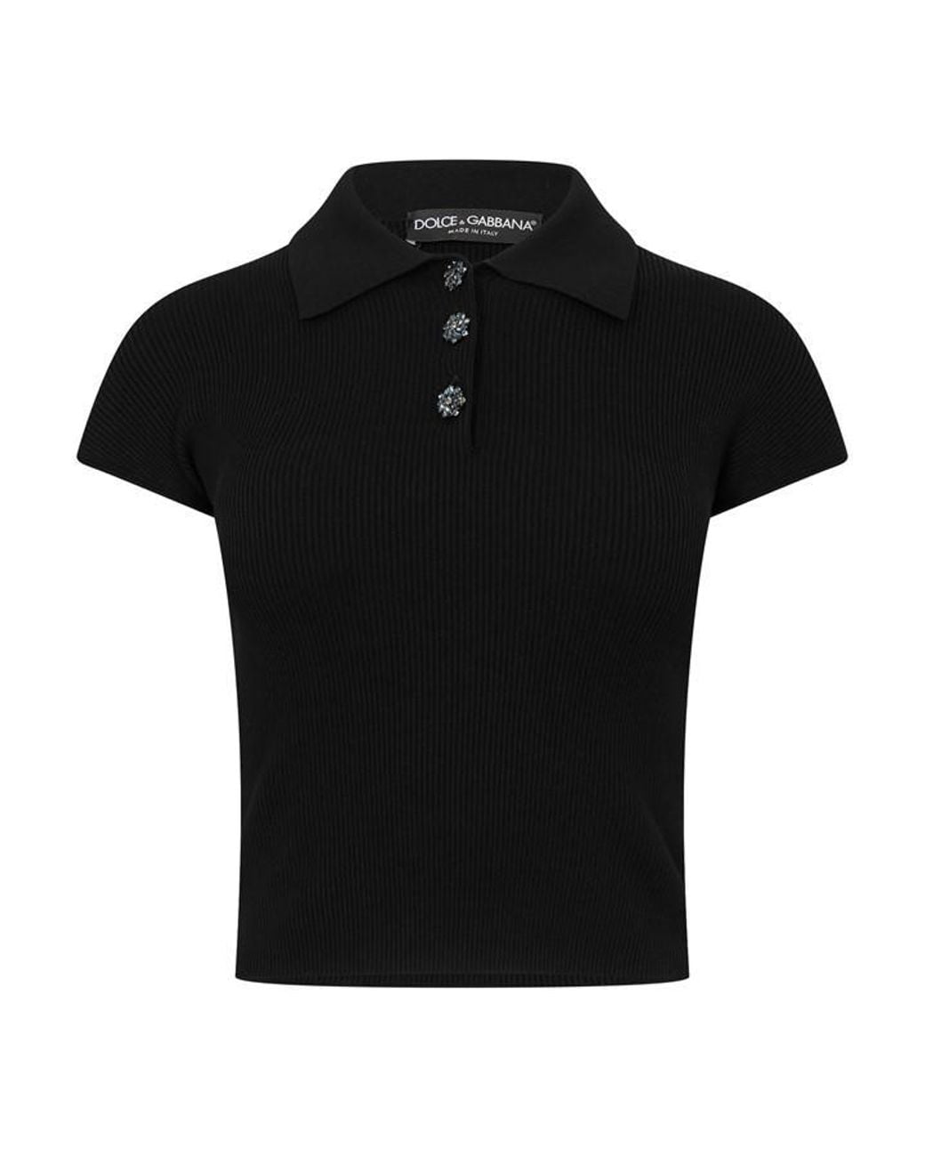 Dolce & Gabbana Black Dg Knit Collar Shirt Ld61