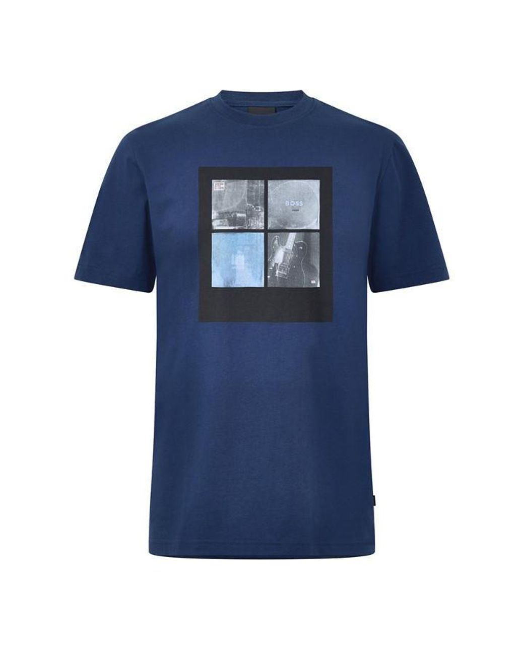 Boss Blue Cover Graphic Cotton Crew-Neck Short-Sleeve T-Shirt for men