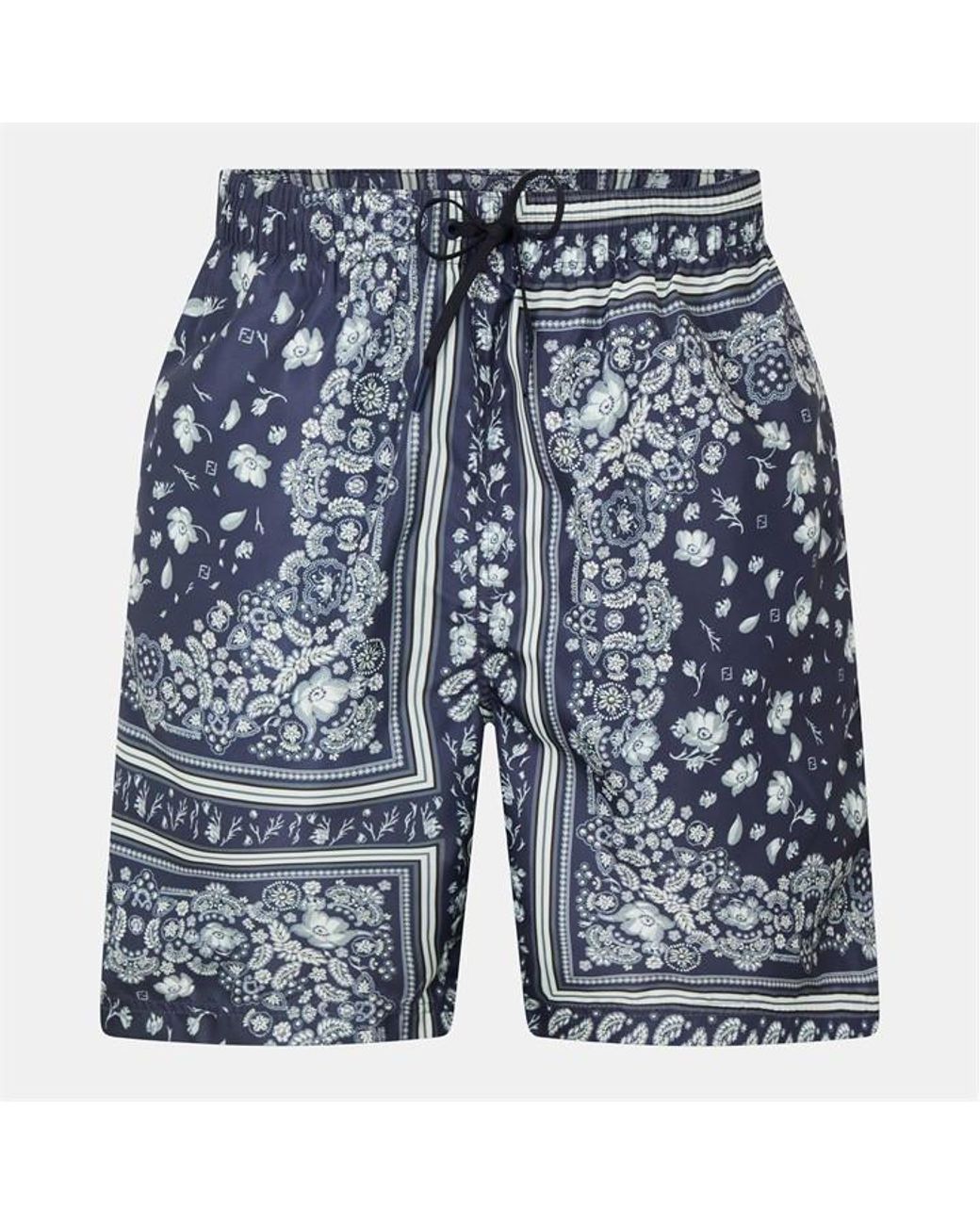 Fendi Blue Bandana-Inspired Woven Tailored Fit Tracksuit Shorts for men