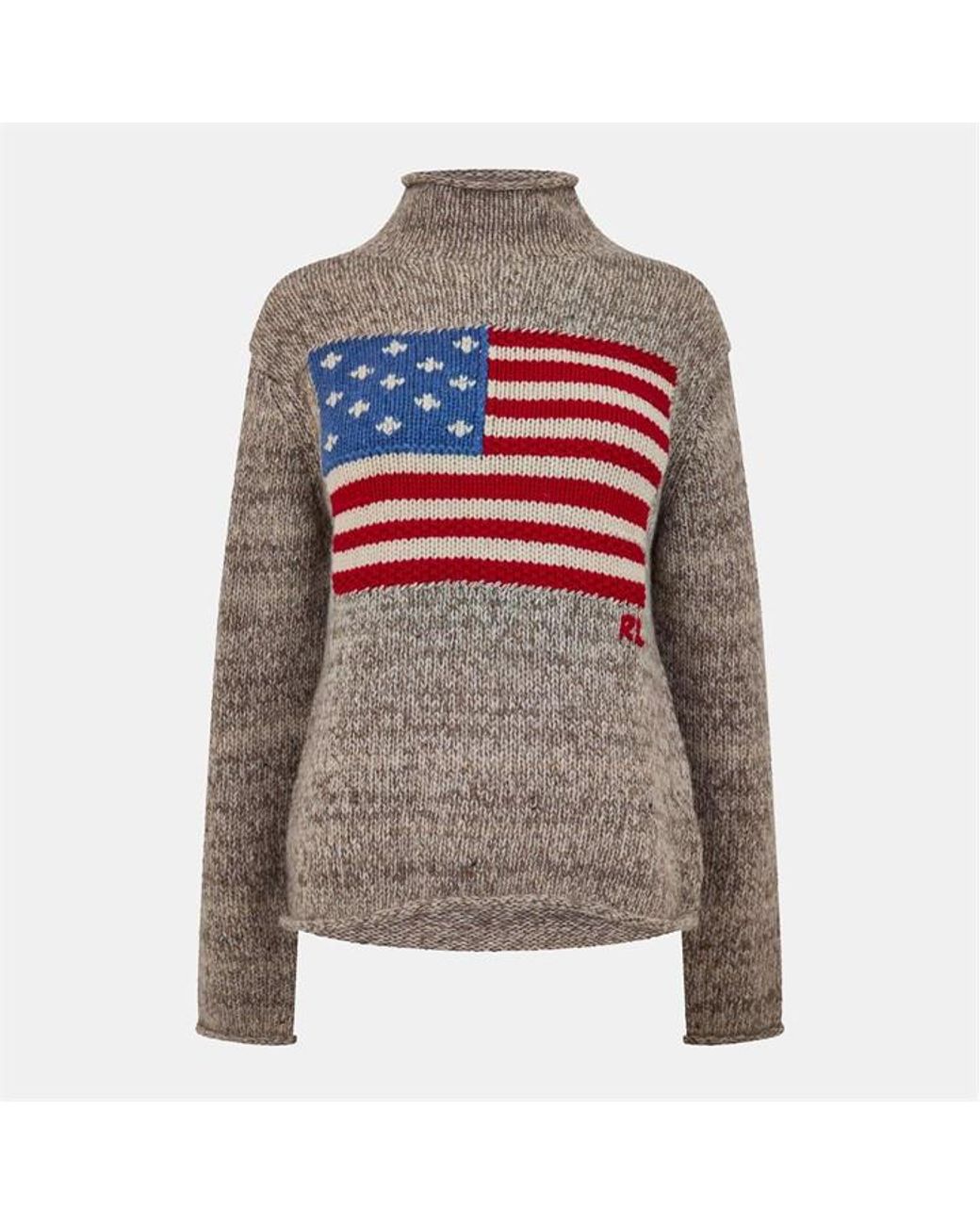 Polo Ralph Lauren Gray Flag Knitted Crew Neck Jumper