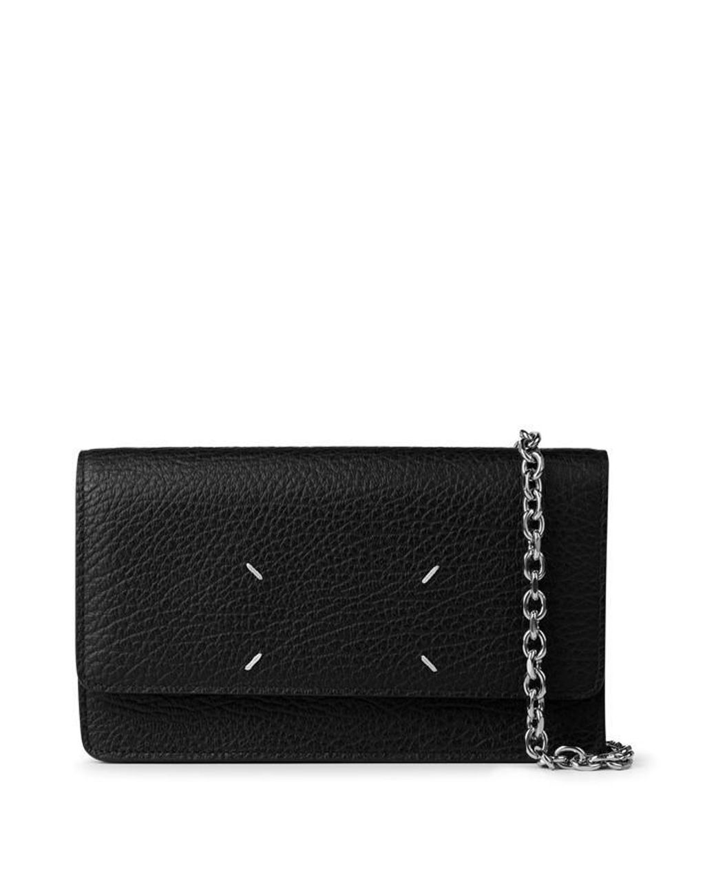 Maison Margiela Black Four-Stitch Leather Pouch