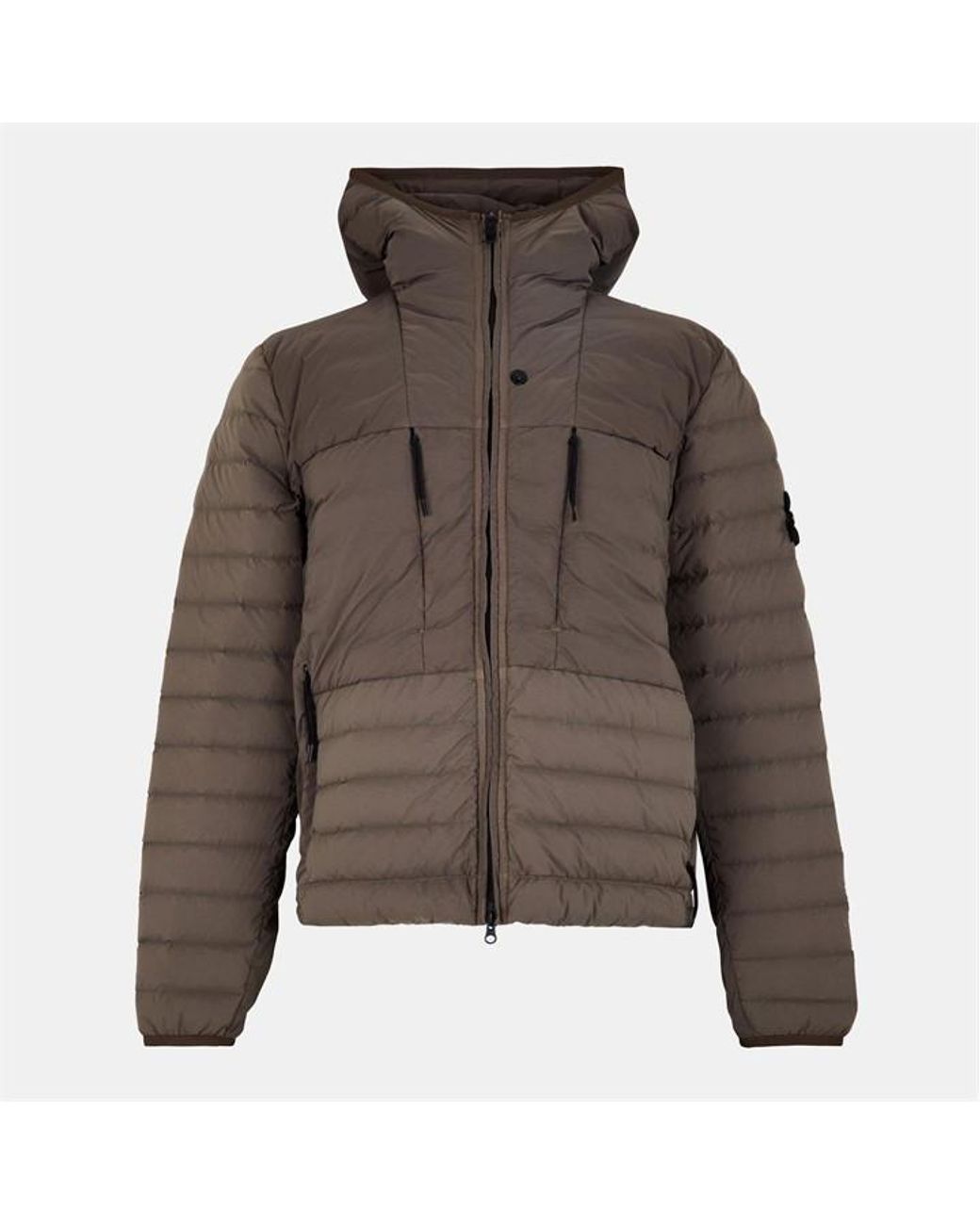Stone Island Brown Duck Down Full Zip Medium Puffer Jacket for men