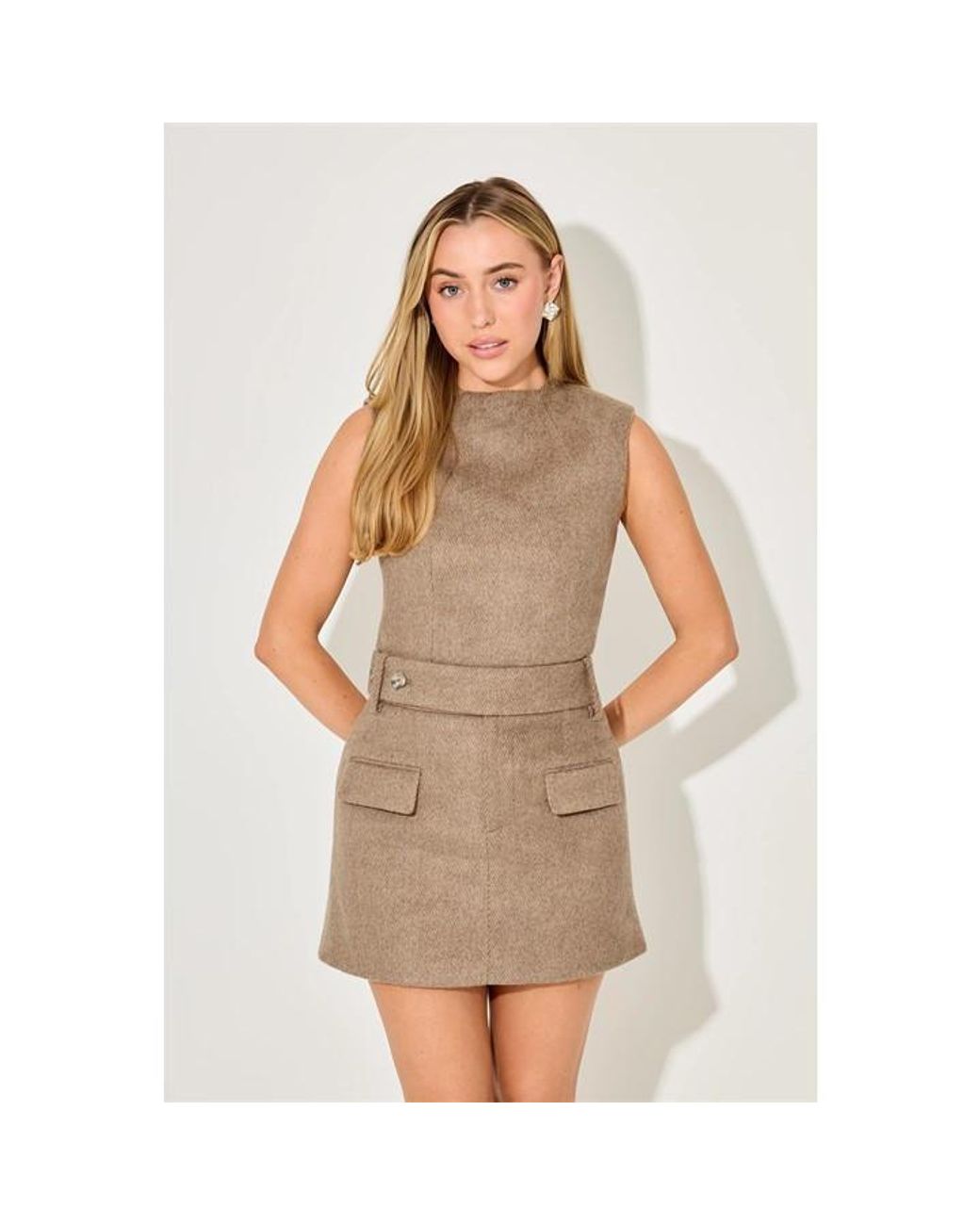 Odd Muse Brown Tweed Cut Out Top
