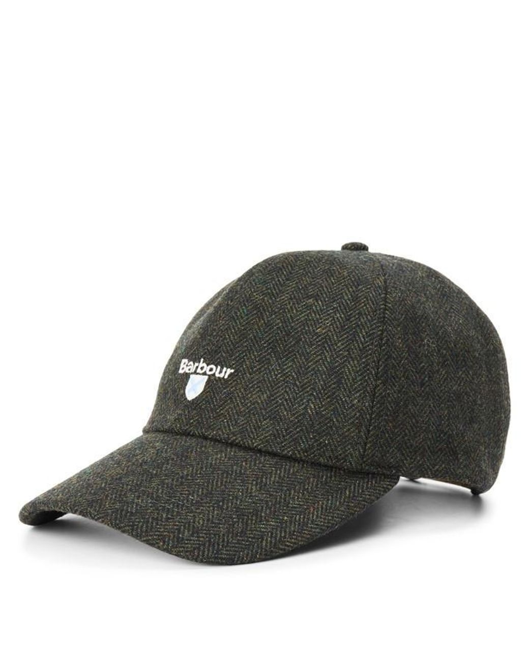 Barbour Black Barlow Wool Blend Herringbone Cap for men