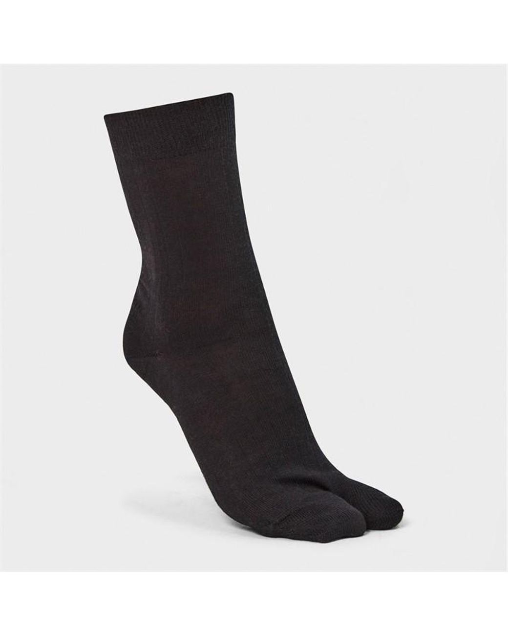 Maison Margiela Black Tabi Split-Toe Fine Knit Ankle Socks
