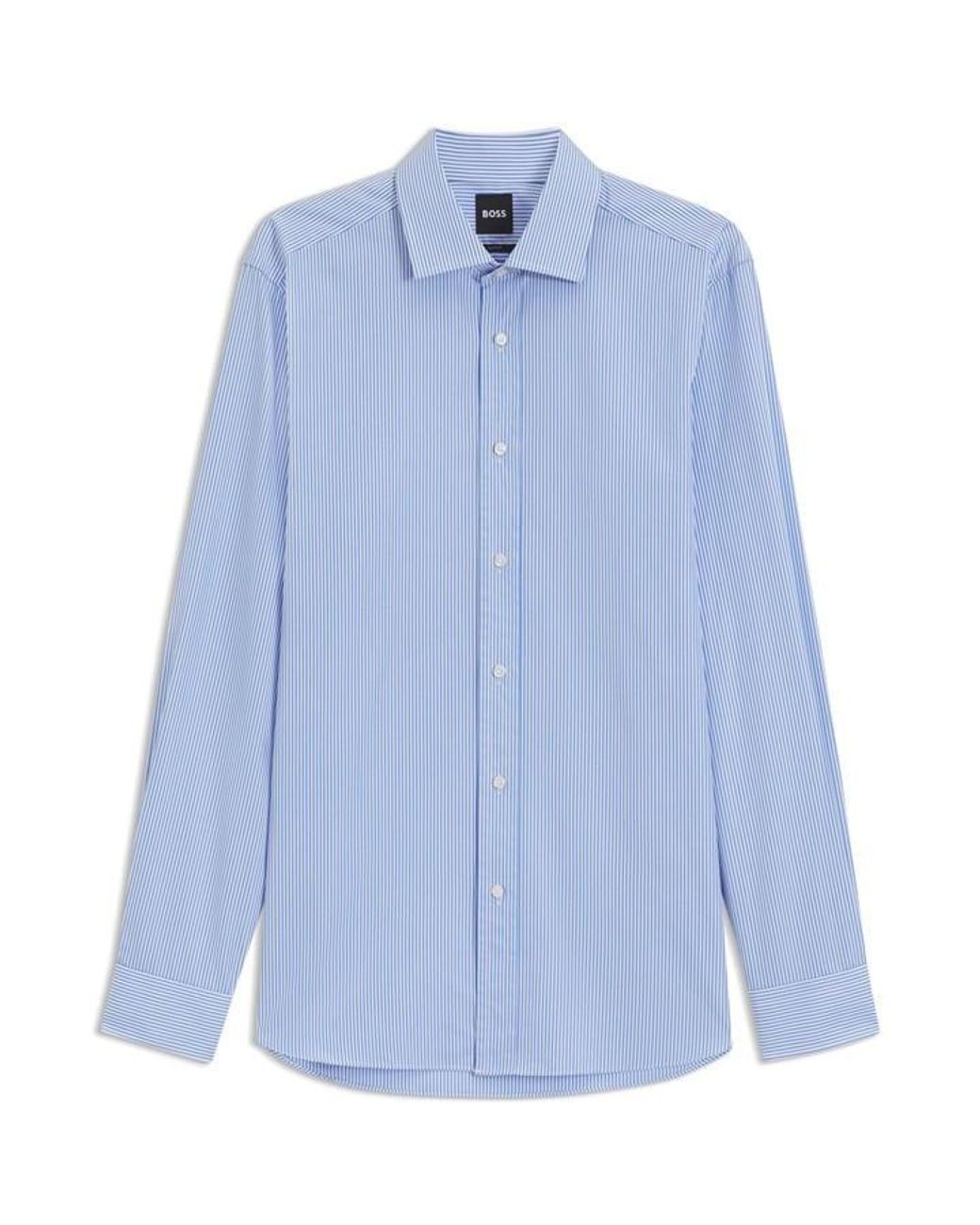 Boss Blue Cotton Long Sleeve Slim Fit Shirt for men