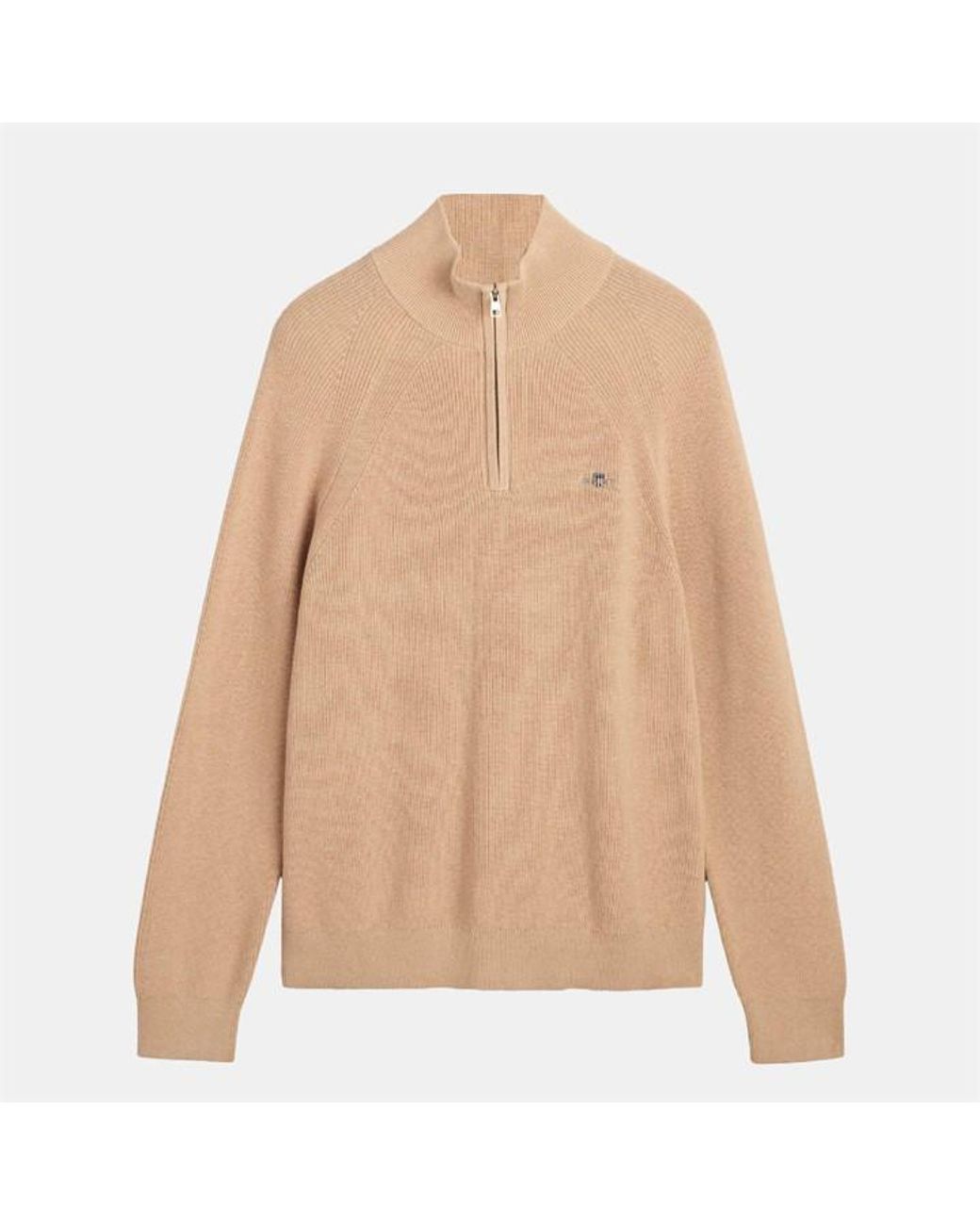 Gant Natural Cotton Wool Rib Half Zip Fleece for men