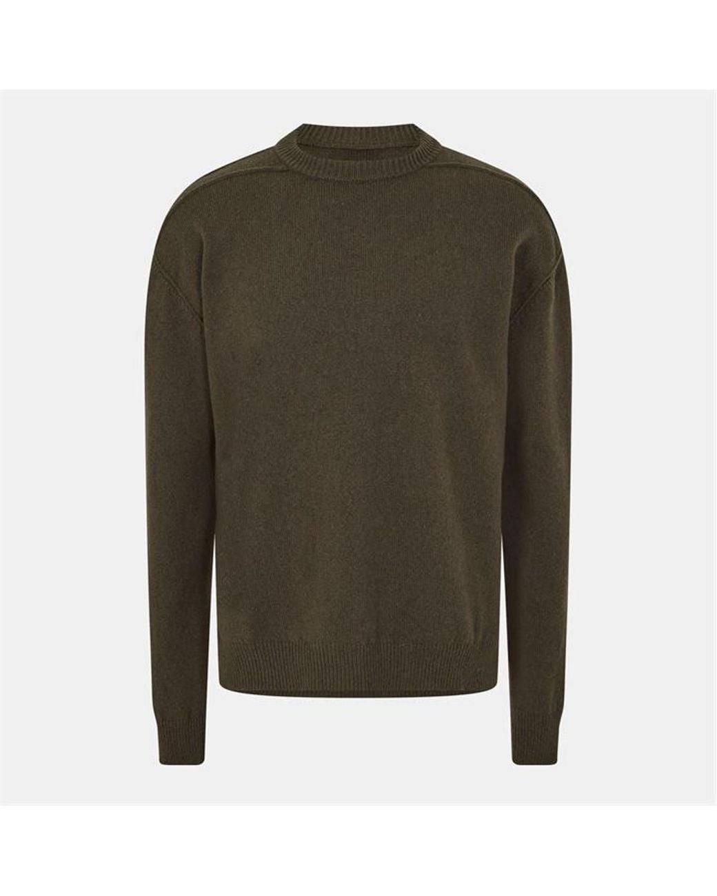 Rick Owens Green Ribbed Crew Neck Relaxed Fit Jumper for men