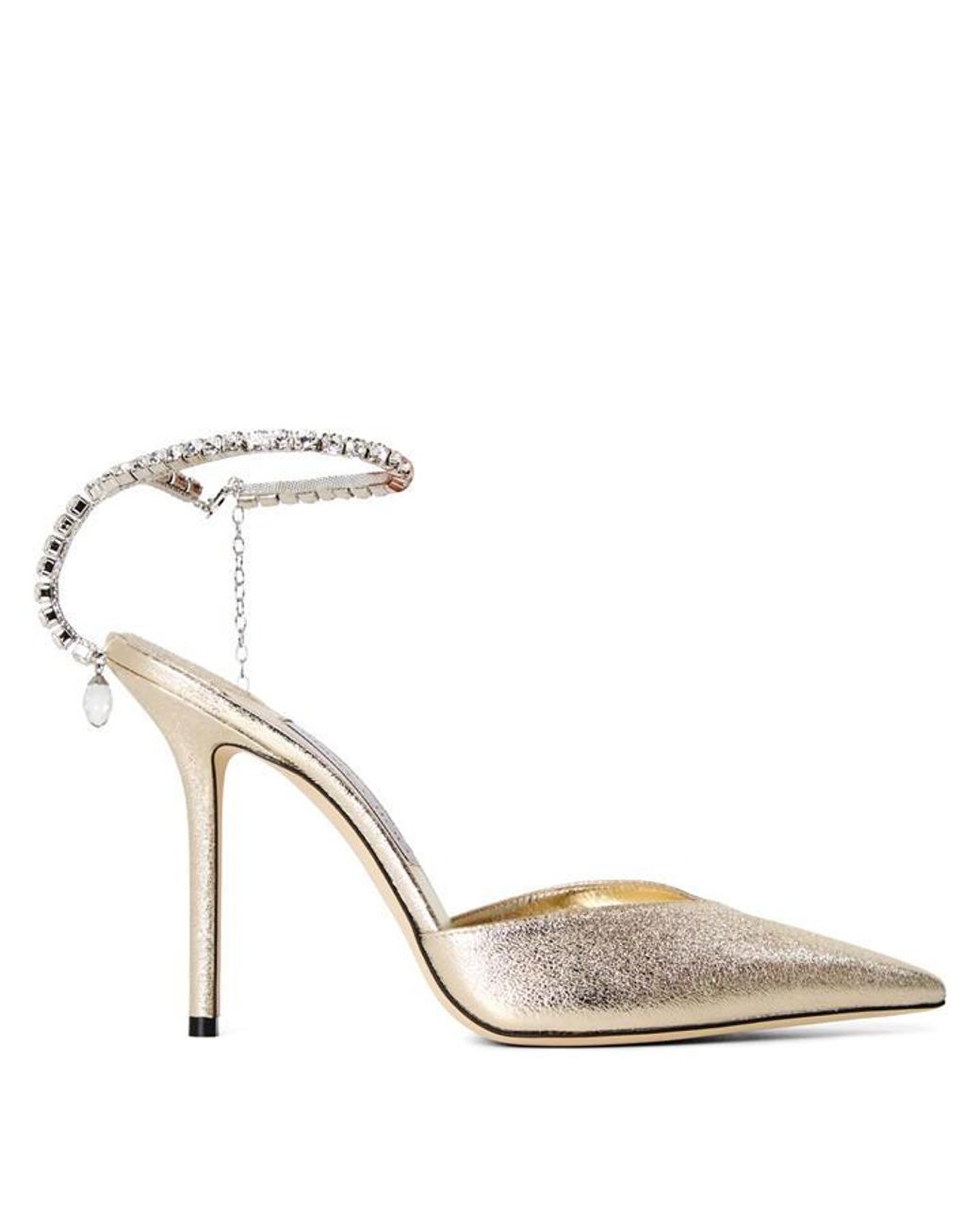 Jimmy Choo Metallic Crystal Satin Saeda 100 Pumps