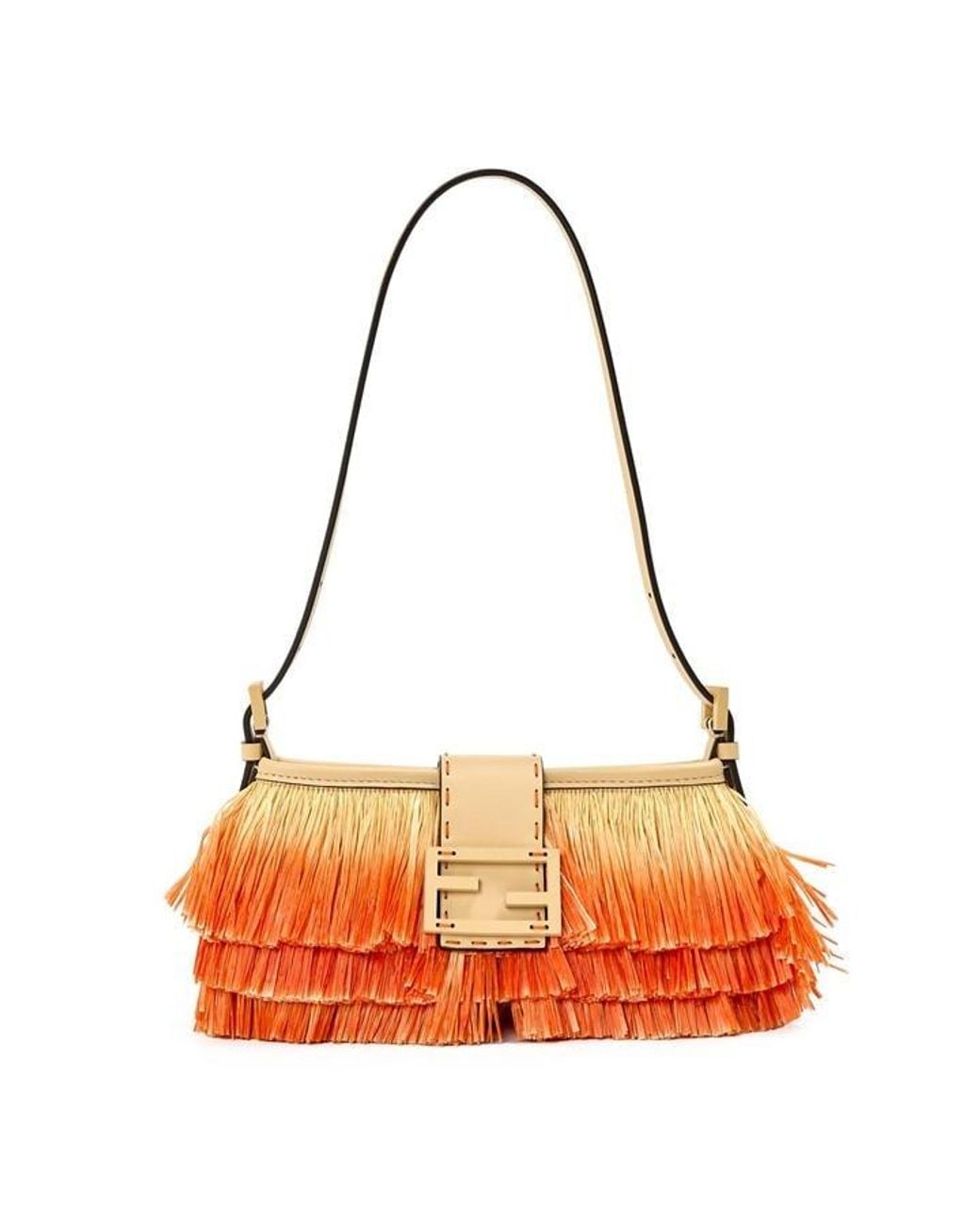 Fendi Red Raffia Baby Shoulder Bag