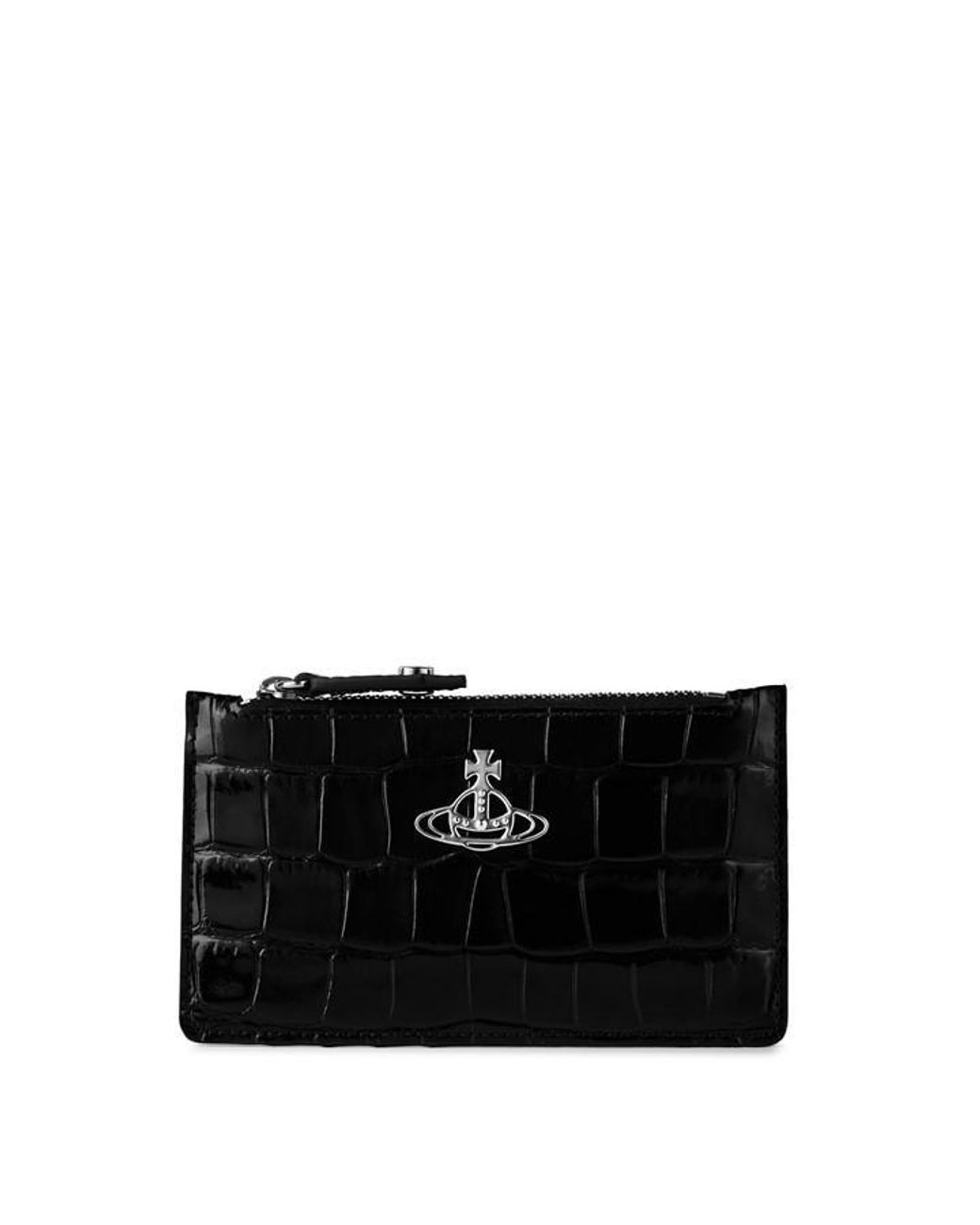 Vivienne Westwood Black Crocodile Leather Slim Long Card Holder