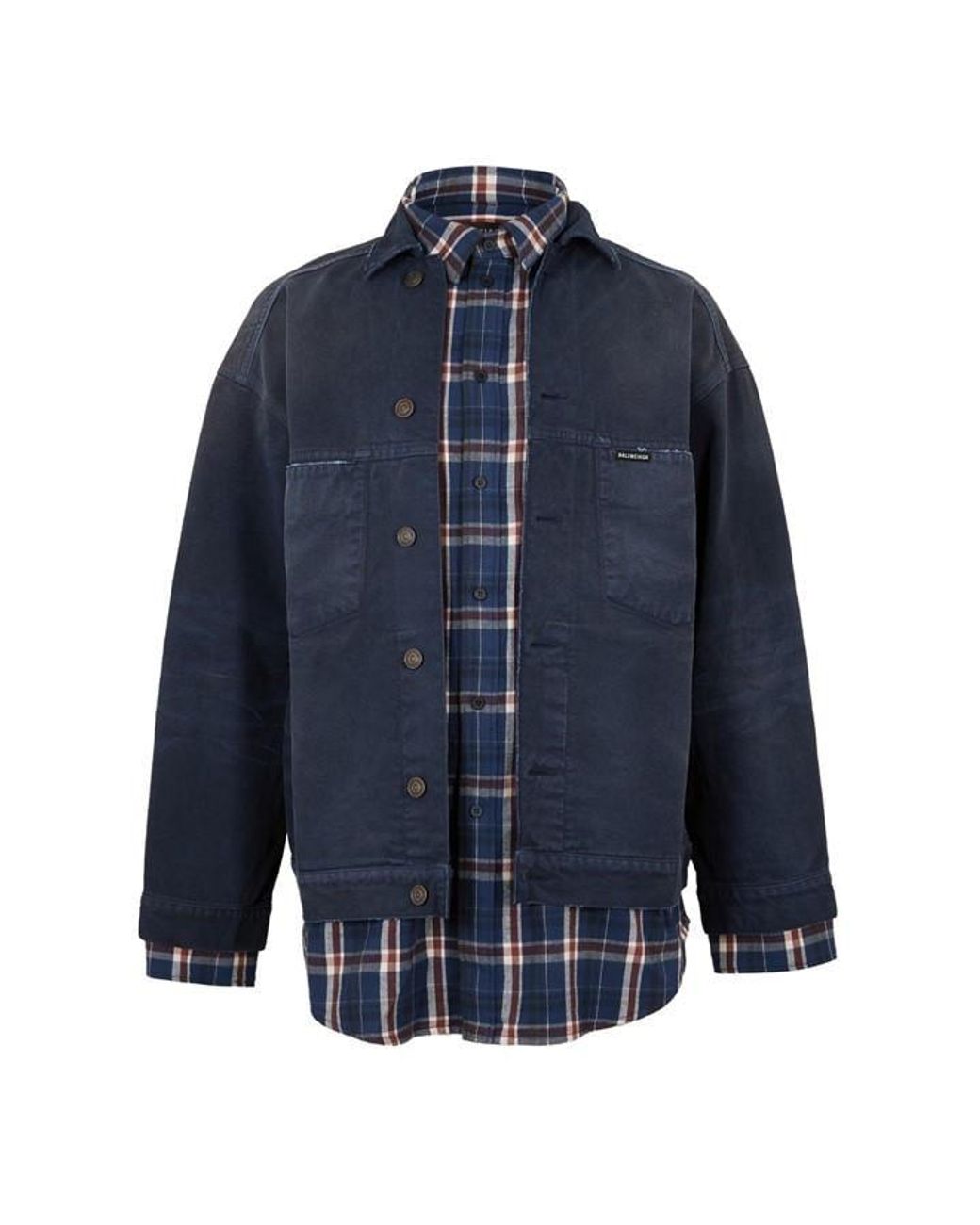 Balenciaga Blue Bal Patch Shrt Jkt Sn63 for men