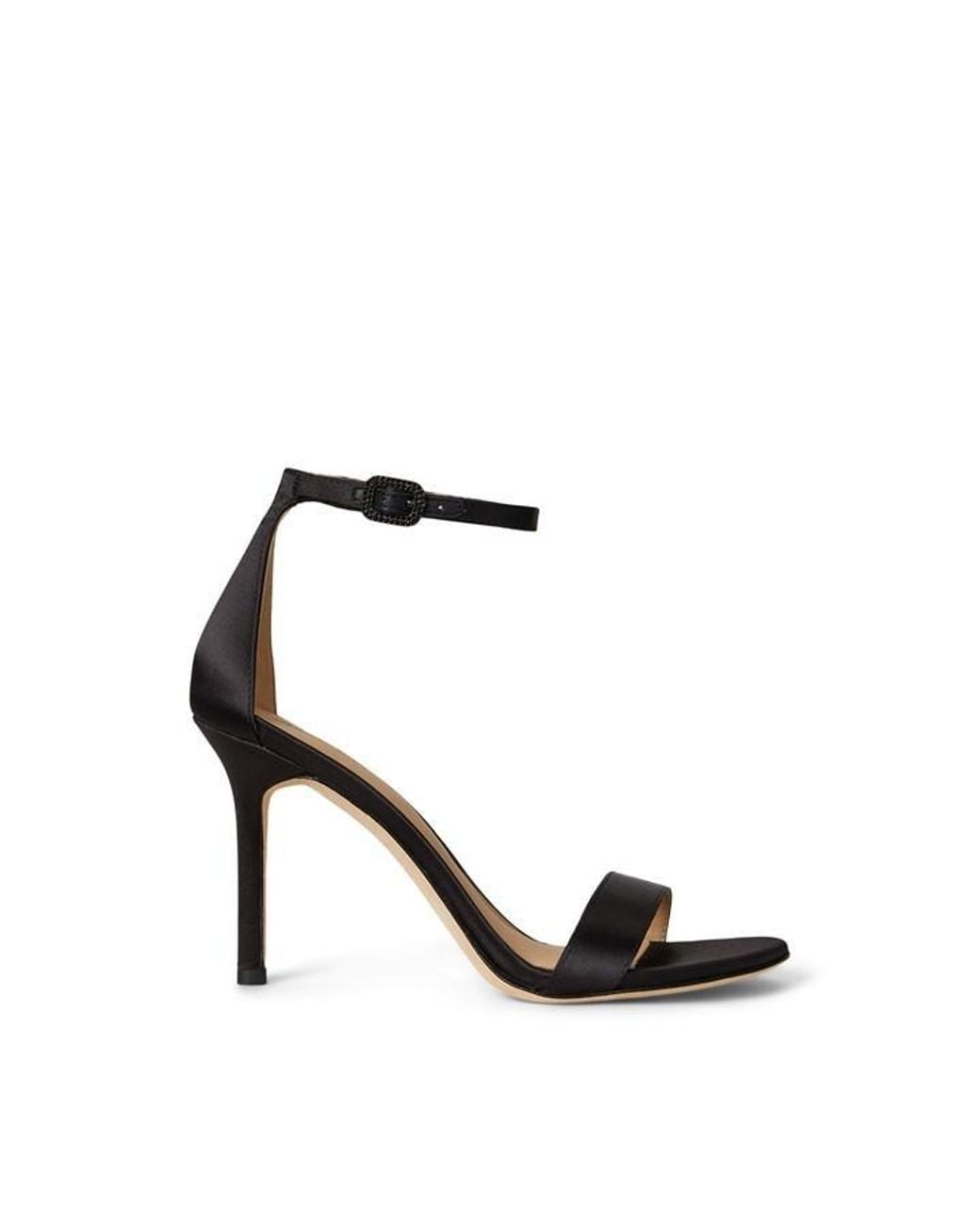 Ralph Lauren Black Allie Pavé-Buckle Satin Sandal
