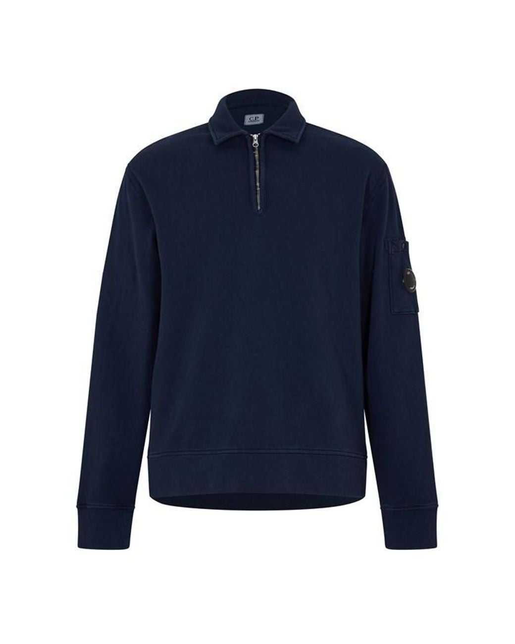 C P Company Blue Quarter Zip Fleece for men