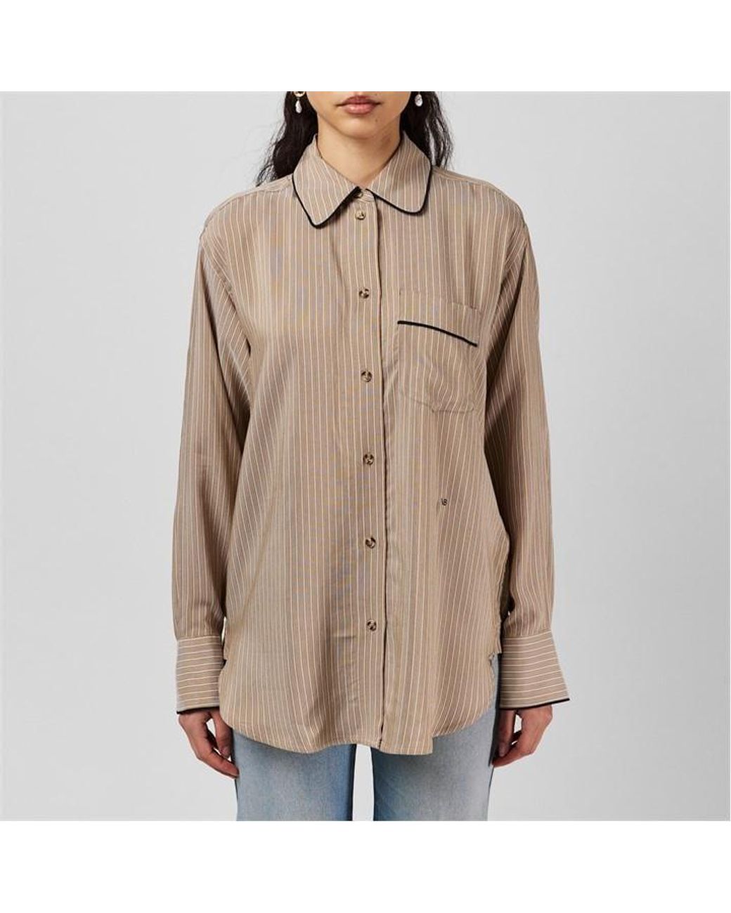 Victoria Beckham Natural Piping Pyjama Shirt