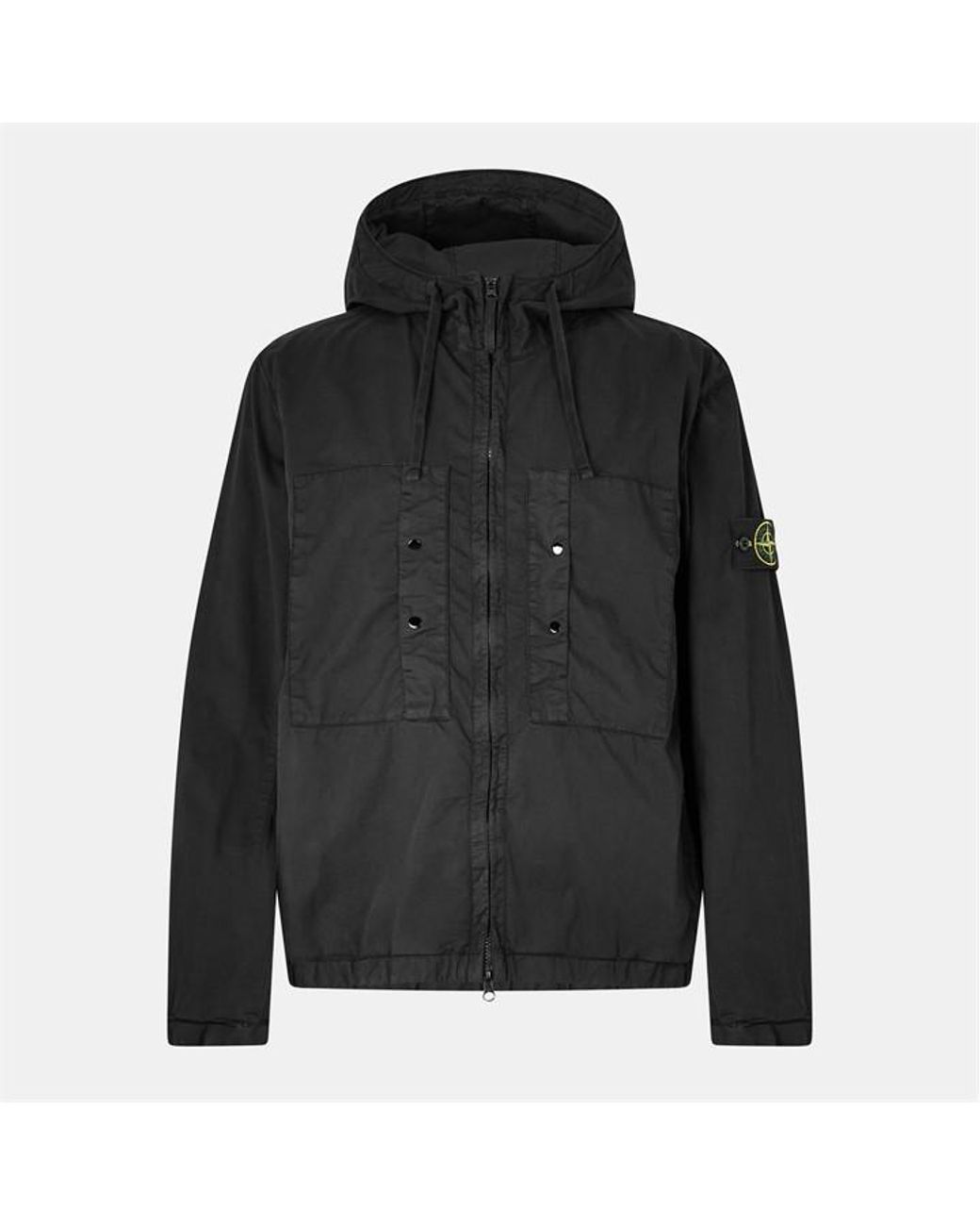 Stone Island Blue Supima Cotton Twill Hooded Long Sleeve Overshirt for men