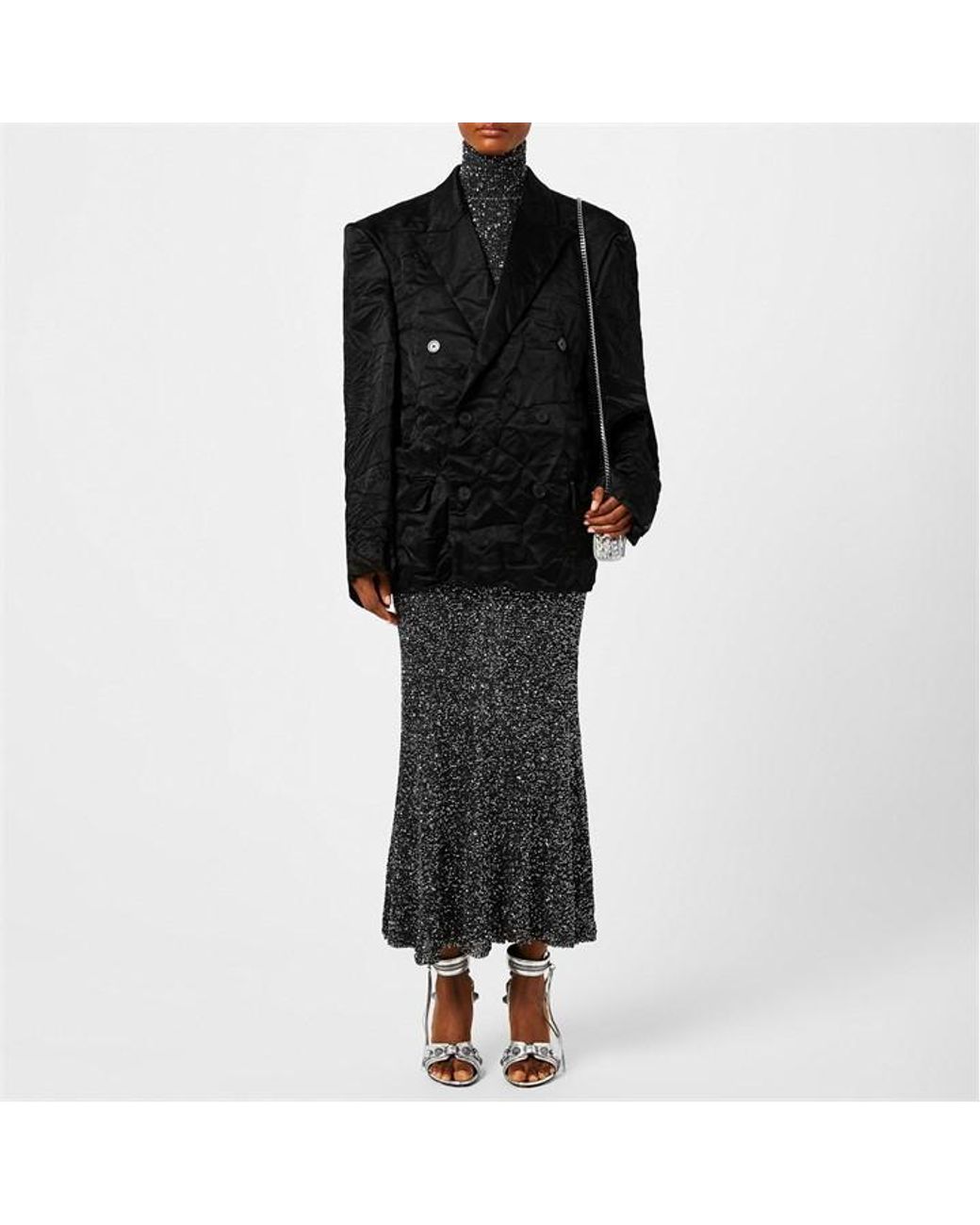 Balenciaga Black Sequinned Long Dress