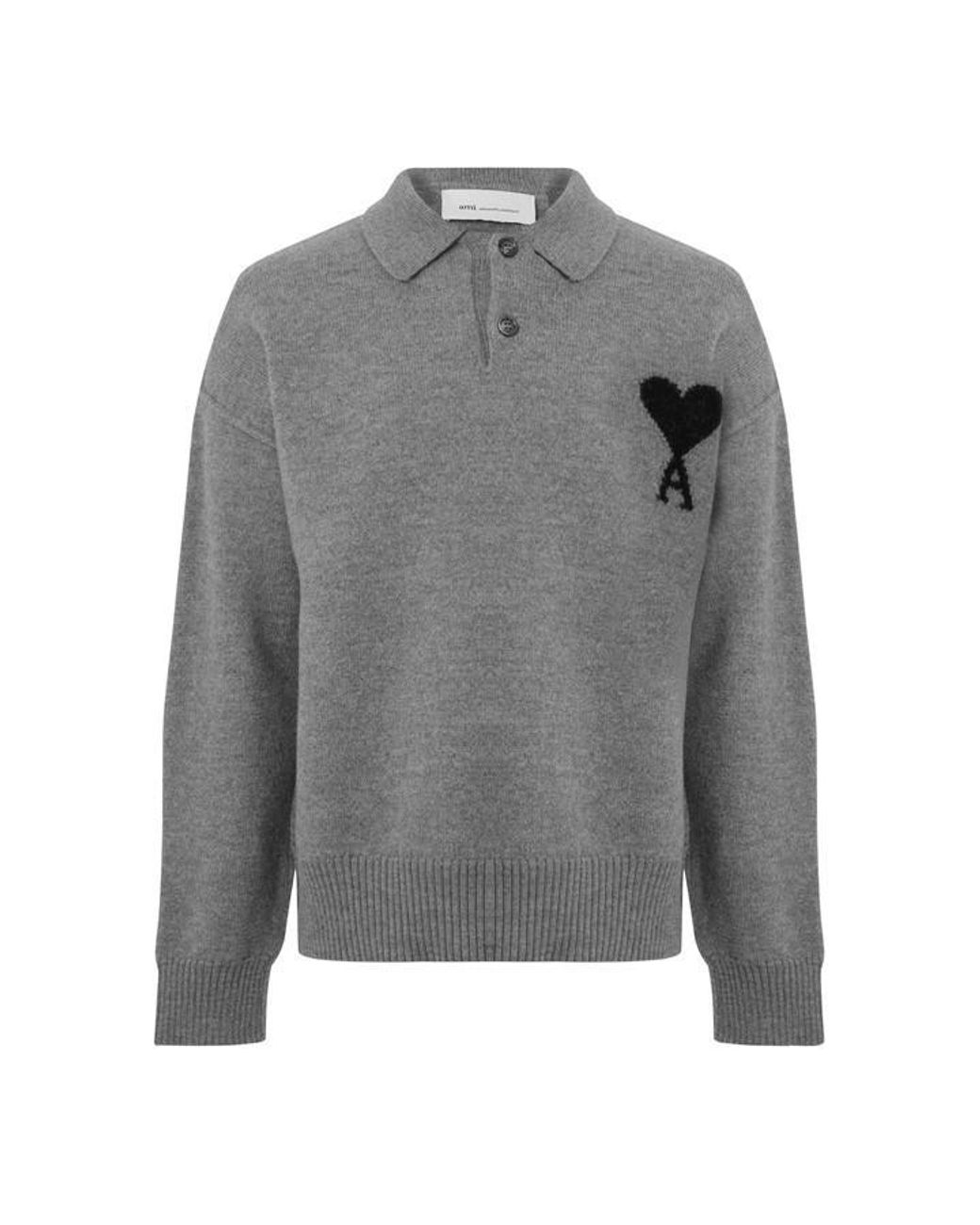AMI Gray Ami Adc Knit Polo Sn64 for men