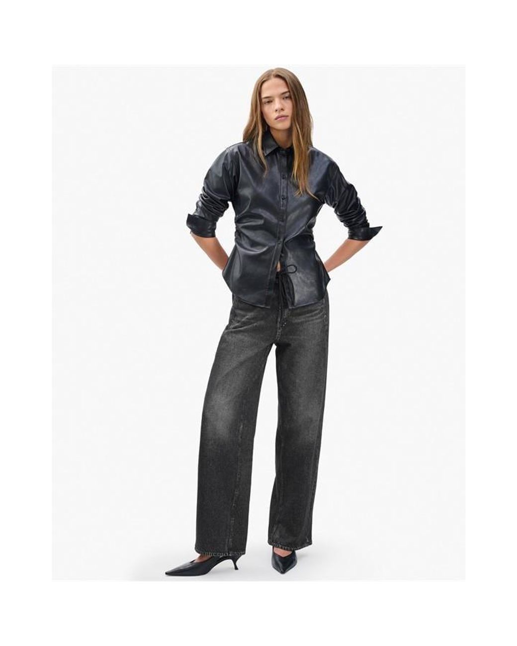 Rag & Bone Black Wide Leg Jeans
