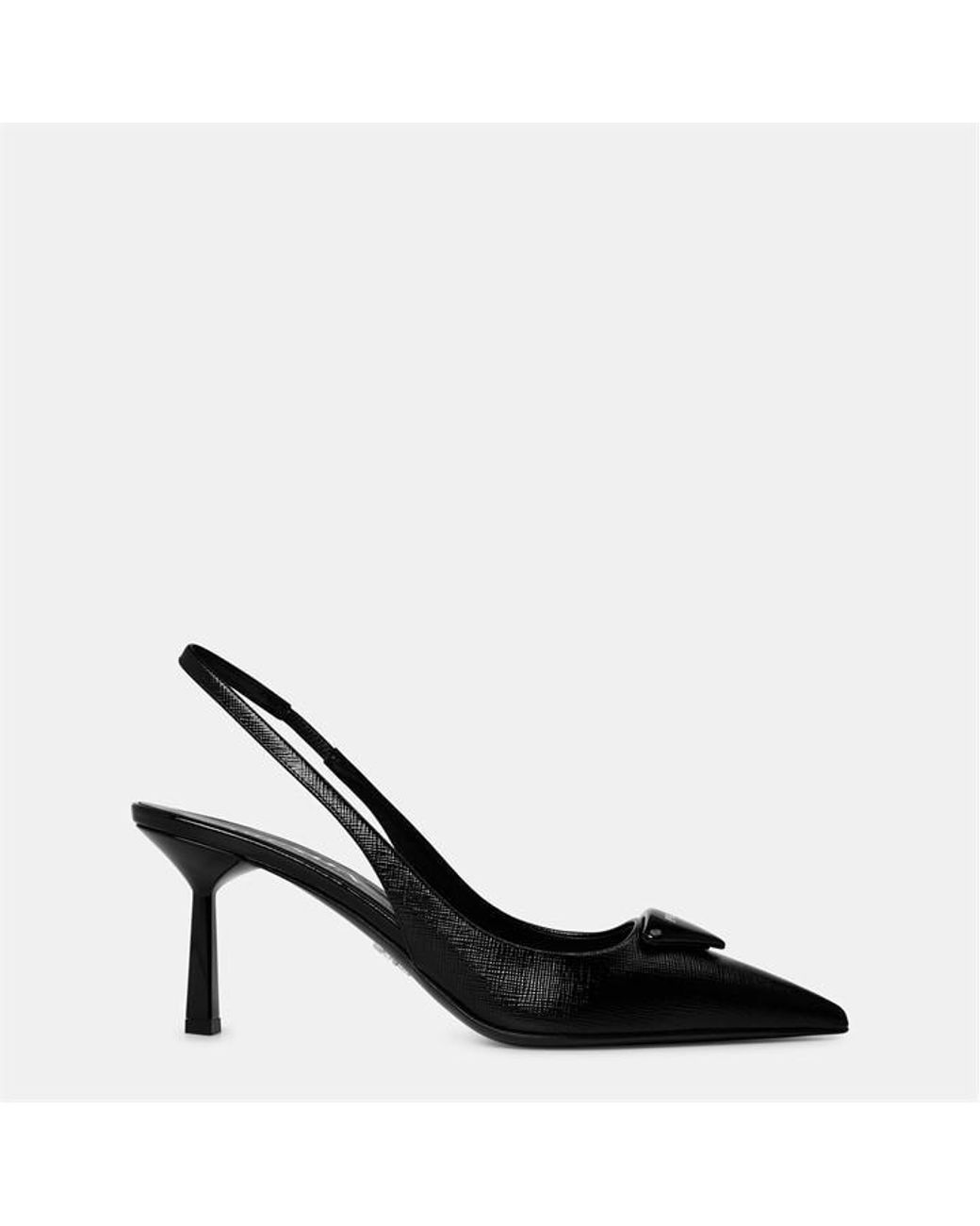 Prada Black Triangle Logo Slingback Pumps 75Mm