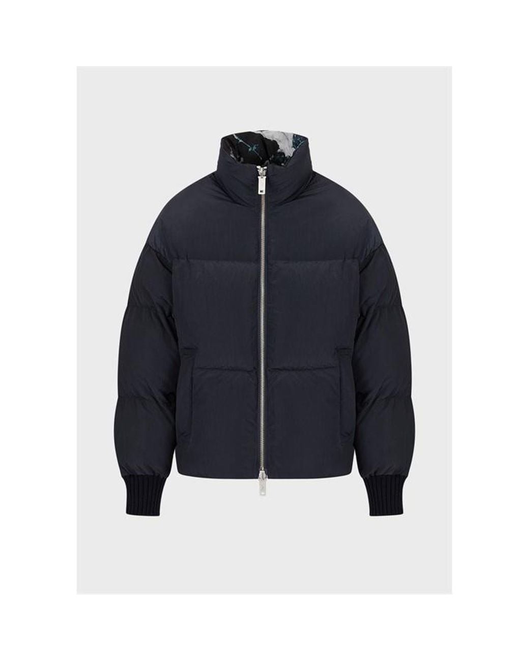 Emporio Armani Blue Insulated Quilted Short Puffer Jacket for men