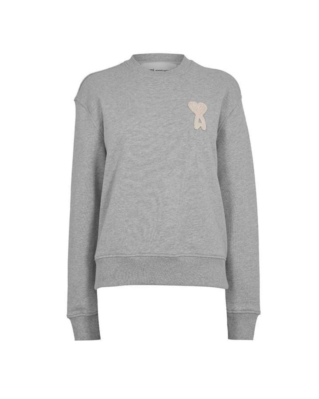 AMI Gray Knitted Crew Neck Jumper