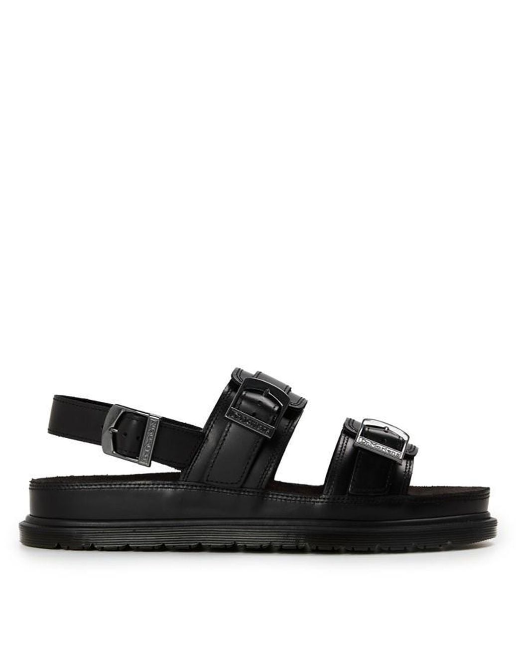 Dr. Martens Black San Two Strap Leather Sandals for men