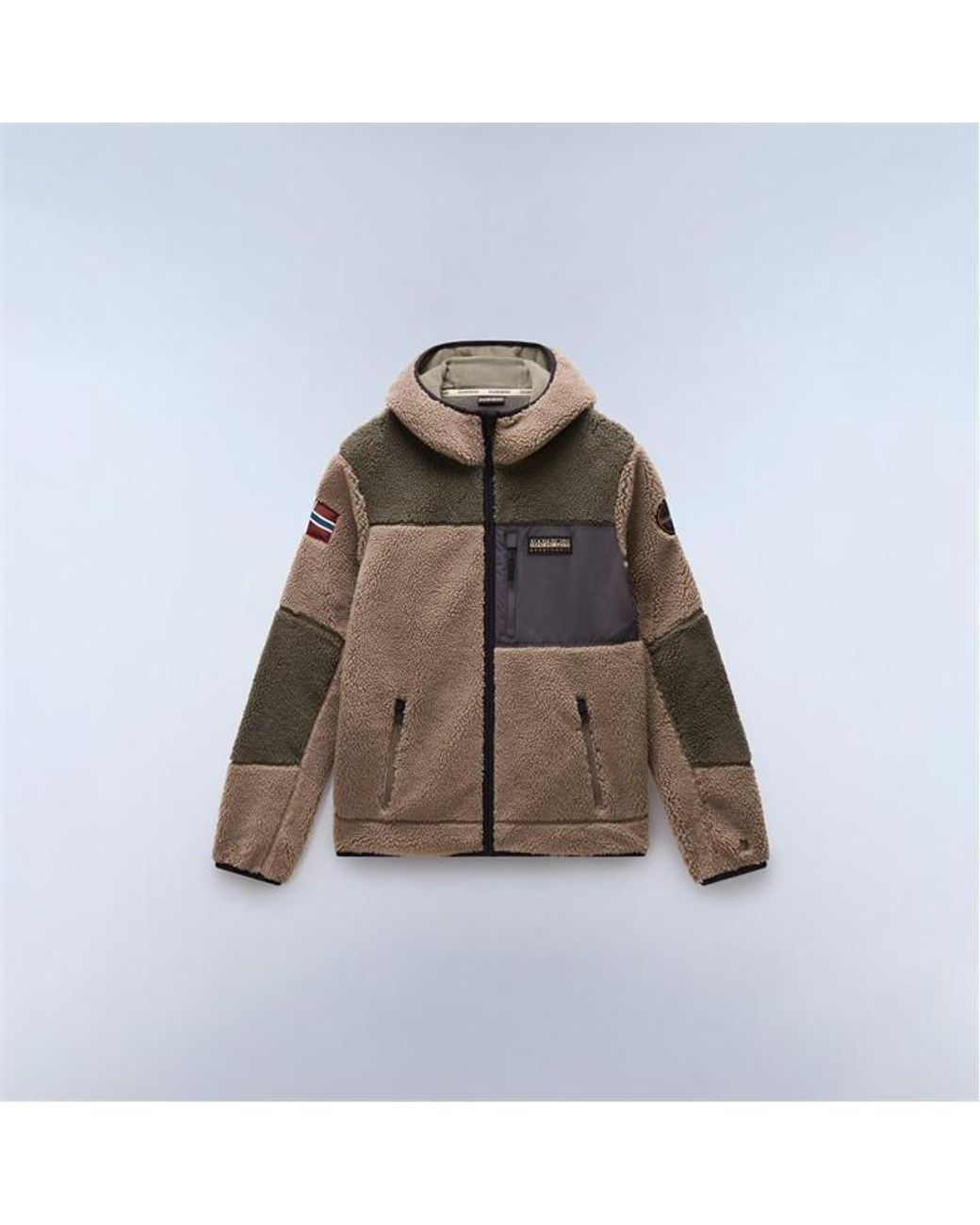 Napapijri Brown Yupik Full Zip Fleece Hoodie for men