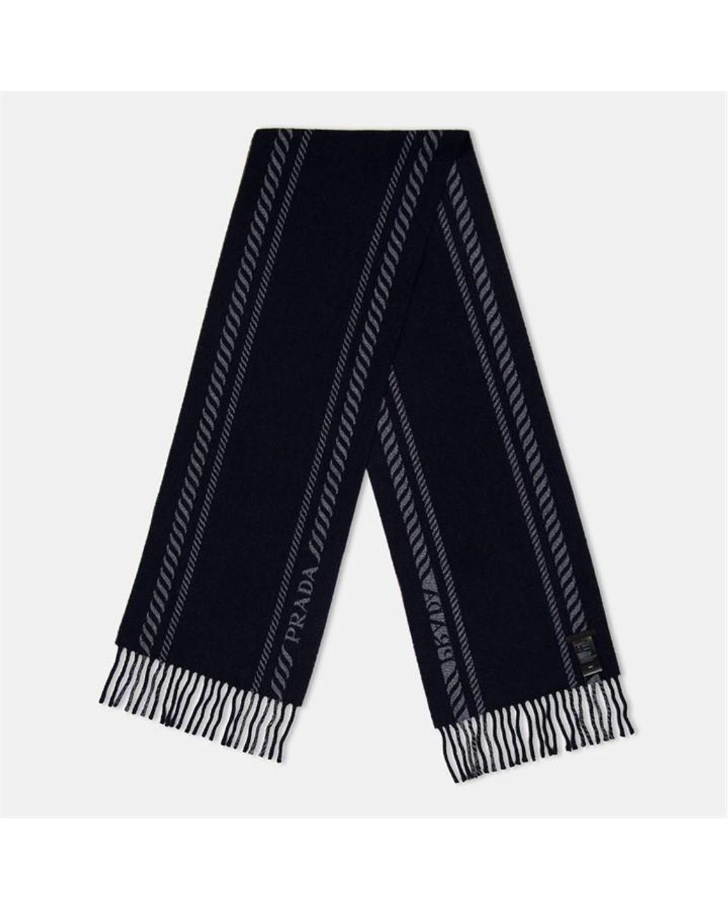 Prada Blue Striped Logo Scarf for men
