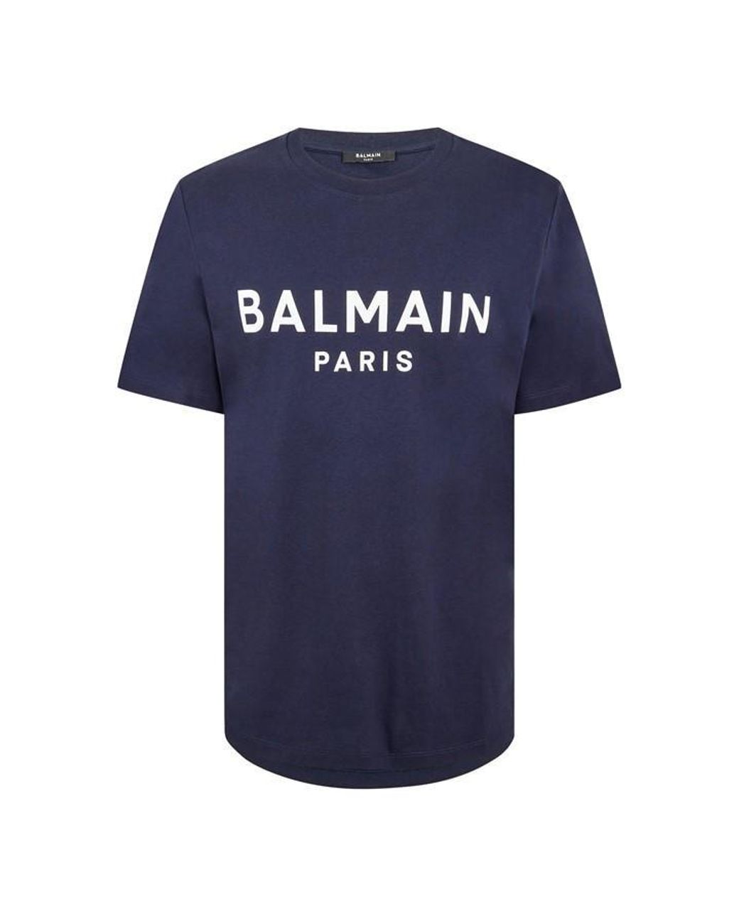 Balmain Blue Paris Print Logo T-shirt for men