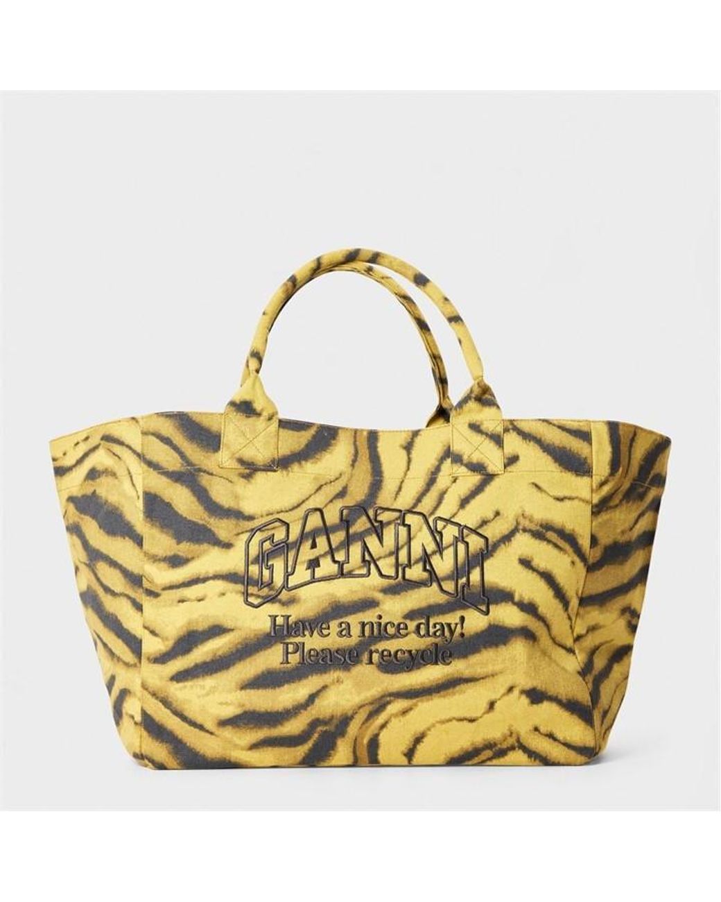 Ganni Metallic Xxl Logo Tote Bag