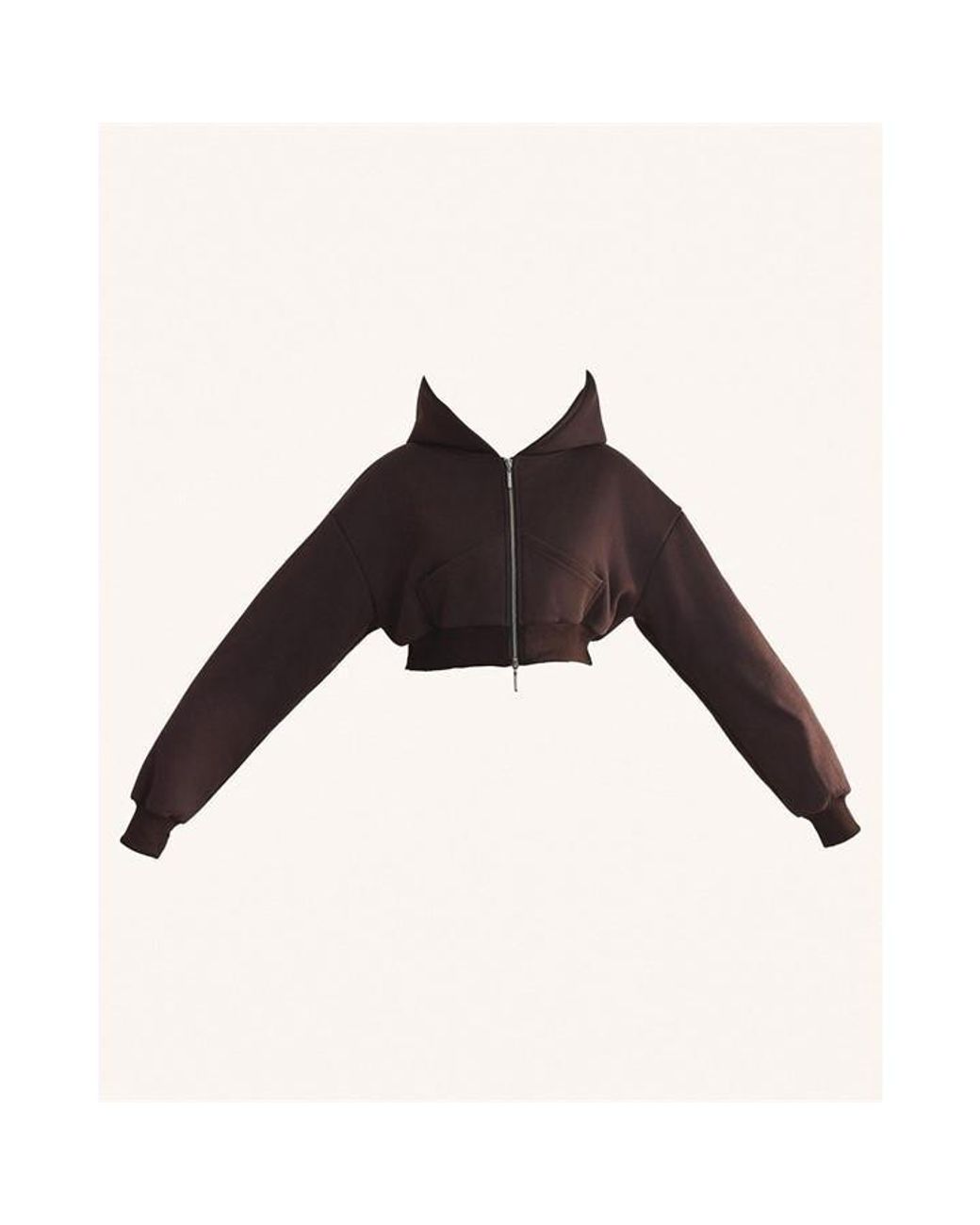 Mars the Label Brown Classics Cropped Zip Hoodie