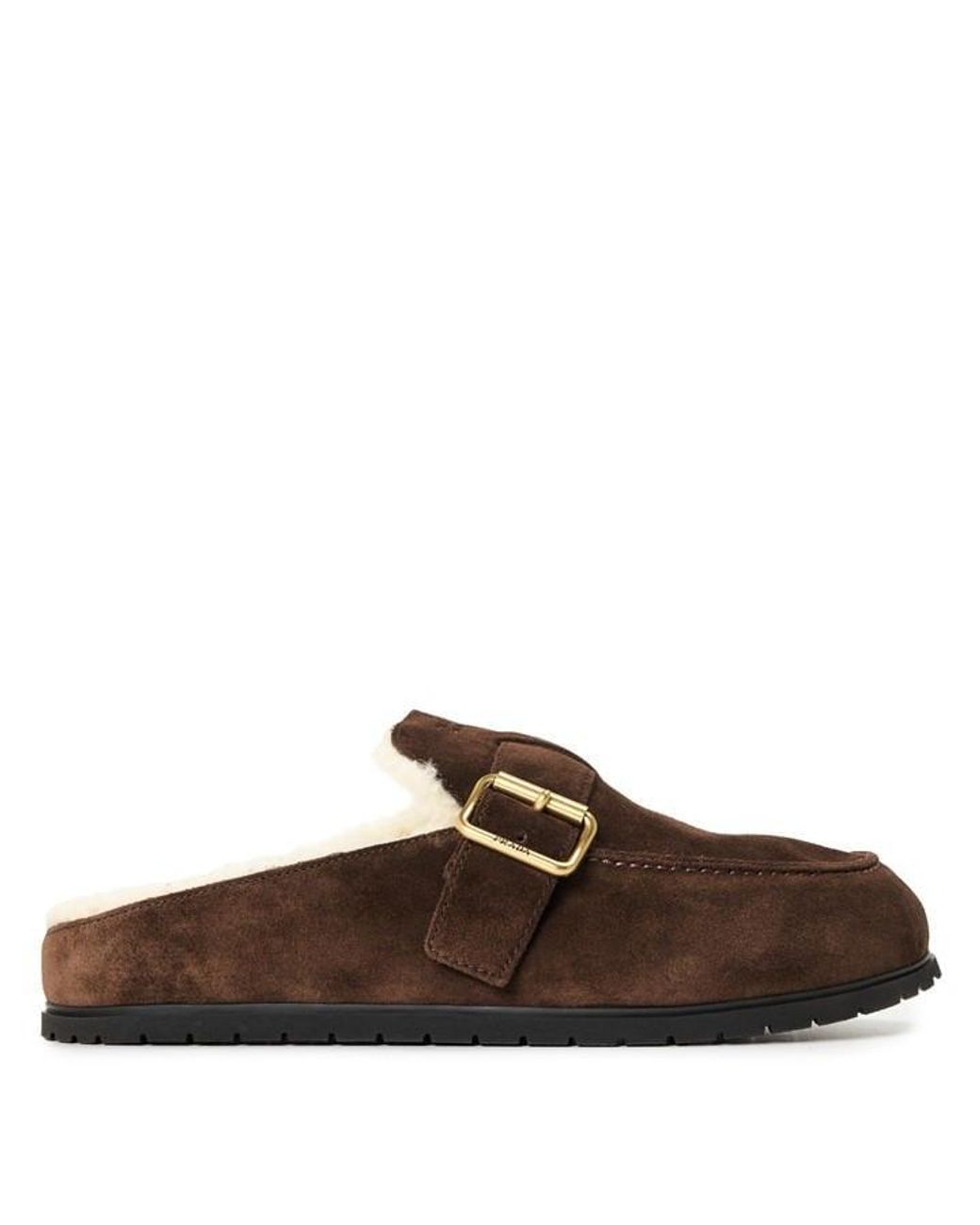 Prada Brown Shearling Mule Ld64