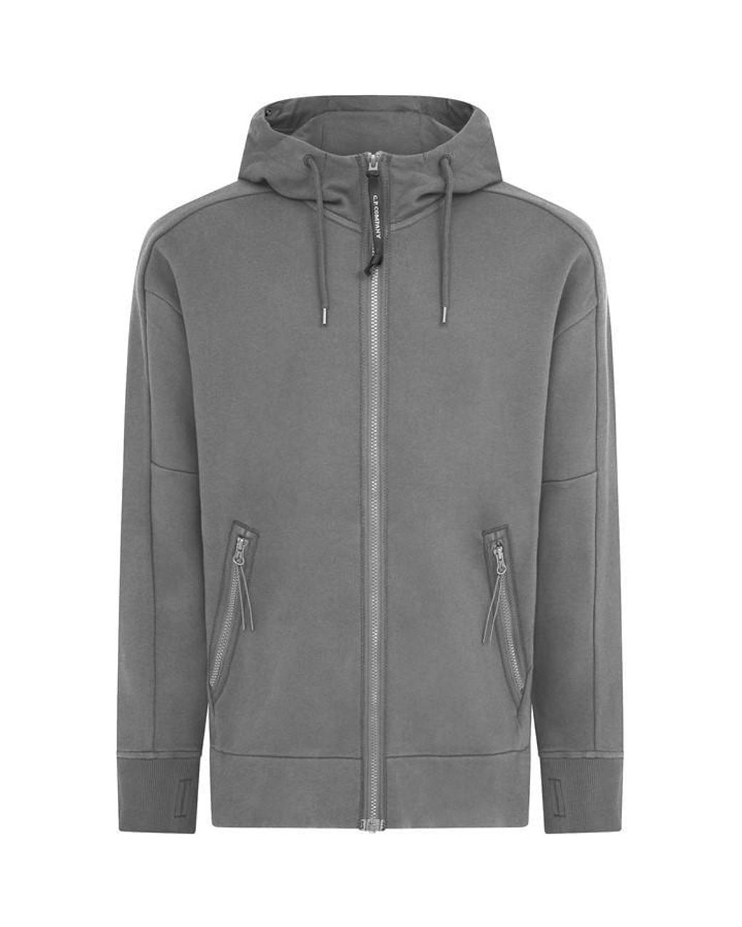 C P Company Gray Goggle Full-Zip Hoodie for men
