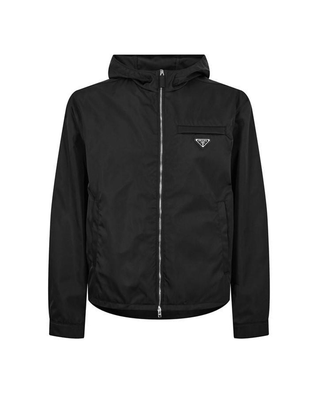 Prada Black Re-Nylon Long Sleeve Zip Windbreaker for men