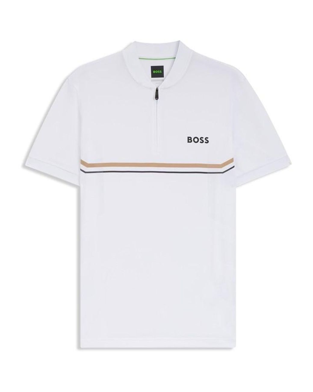 Boss White Spin Bodymapp Short-Sleeve Slim-Fit Polo Shirt for men