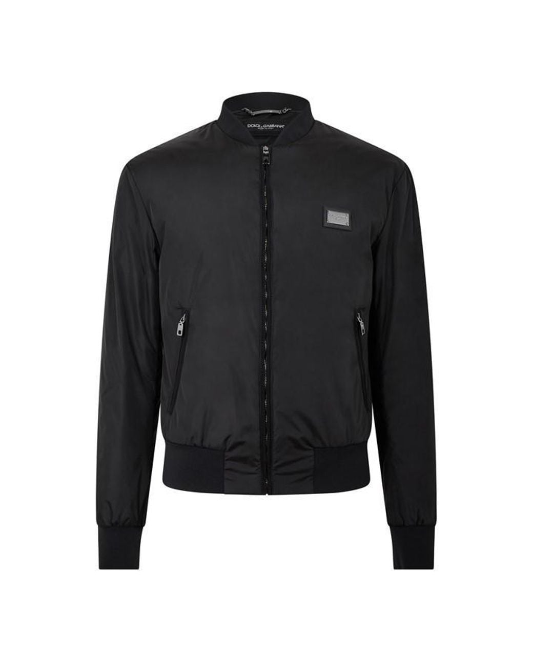 Dolce & Gabbana Black Plate Long Sleeve Bomber Jacket for men