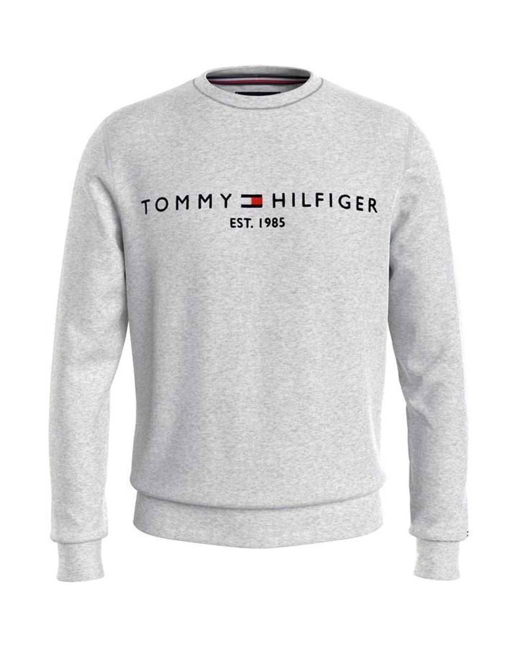 Tommy Hilfiger Gray Logo Crew Sweatshirt for men