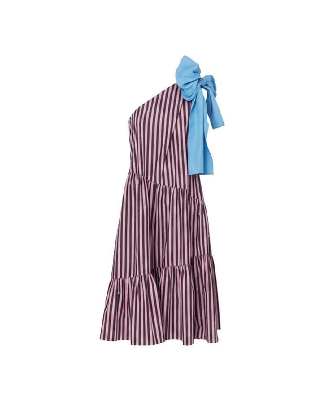 Stella Nova Purple Striped Bow Midi Dress