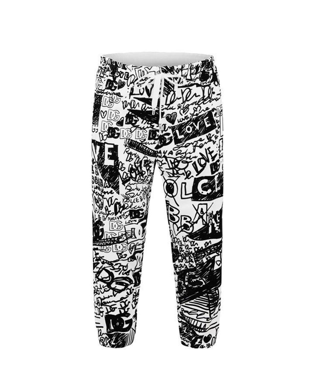 Dolce & Gabbana Black Graphic Print Track Pants for men